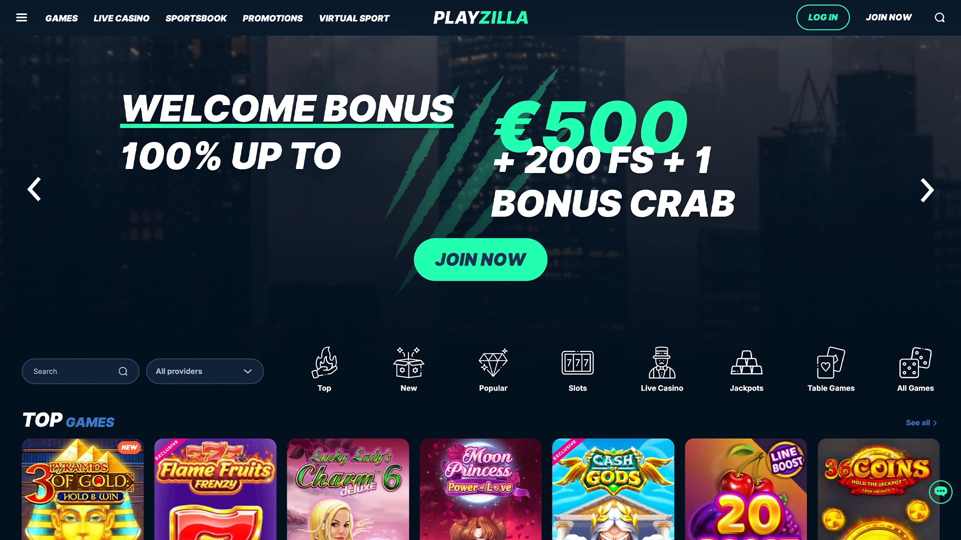 Get to know the Playzilla website homepage.