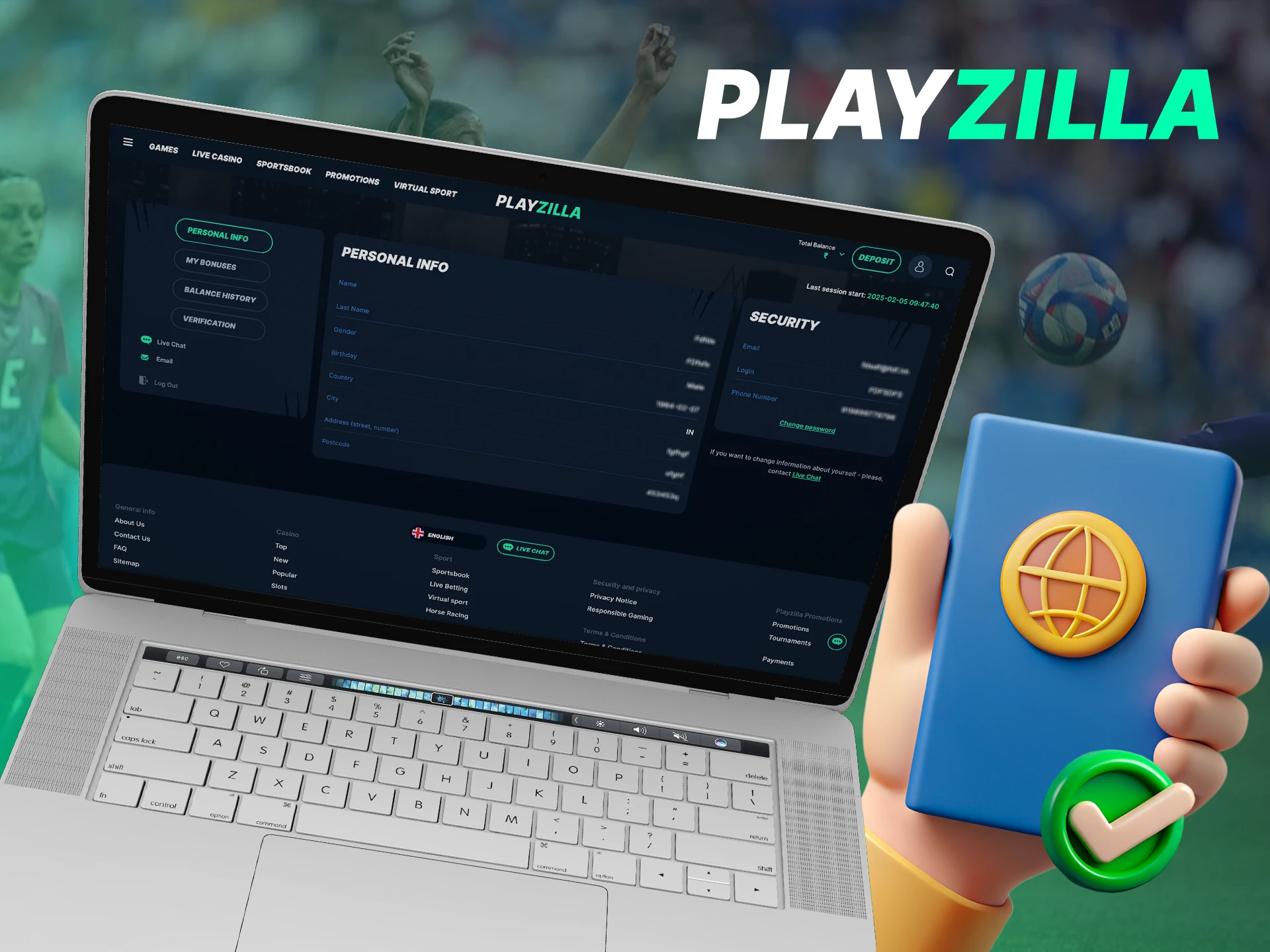 Verify your account to start betting at Playzilla.