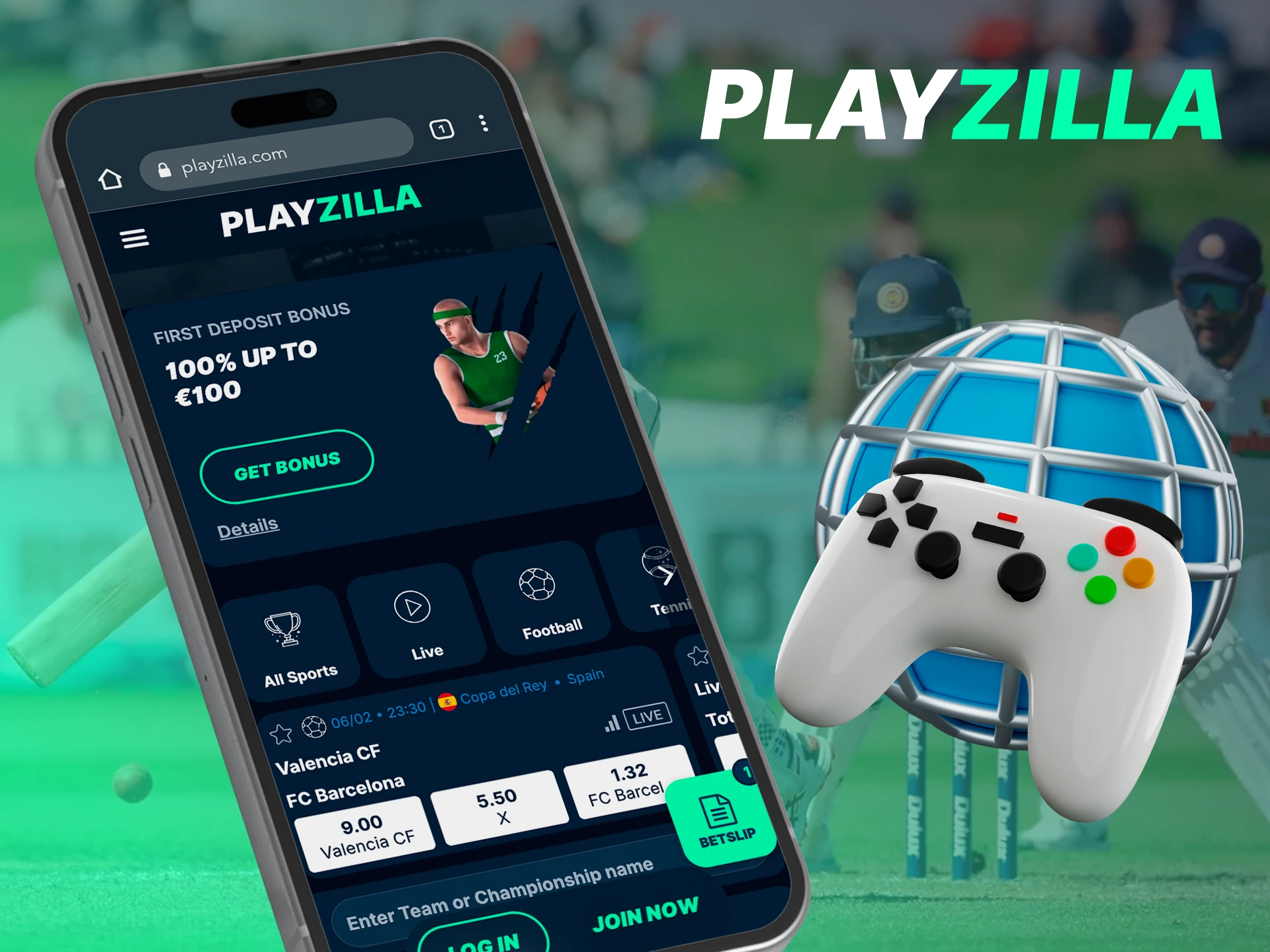 Start betting on the mobile version of the Playzilla website.