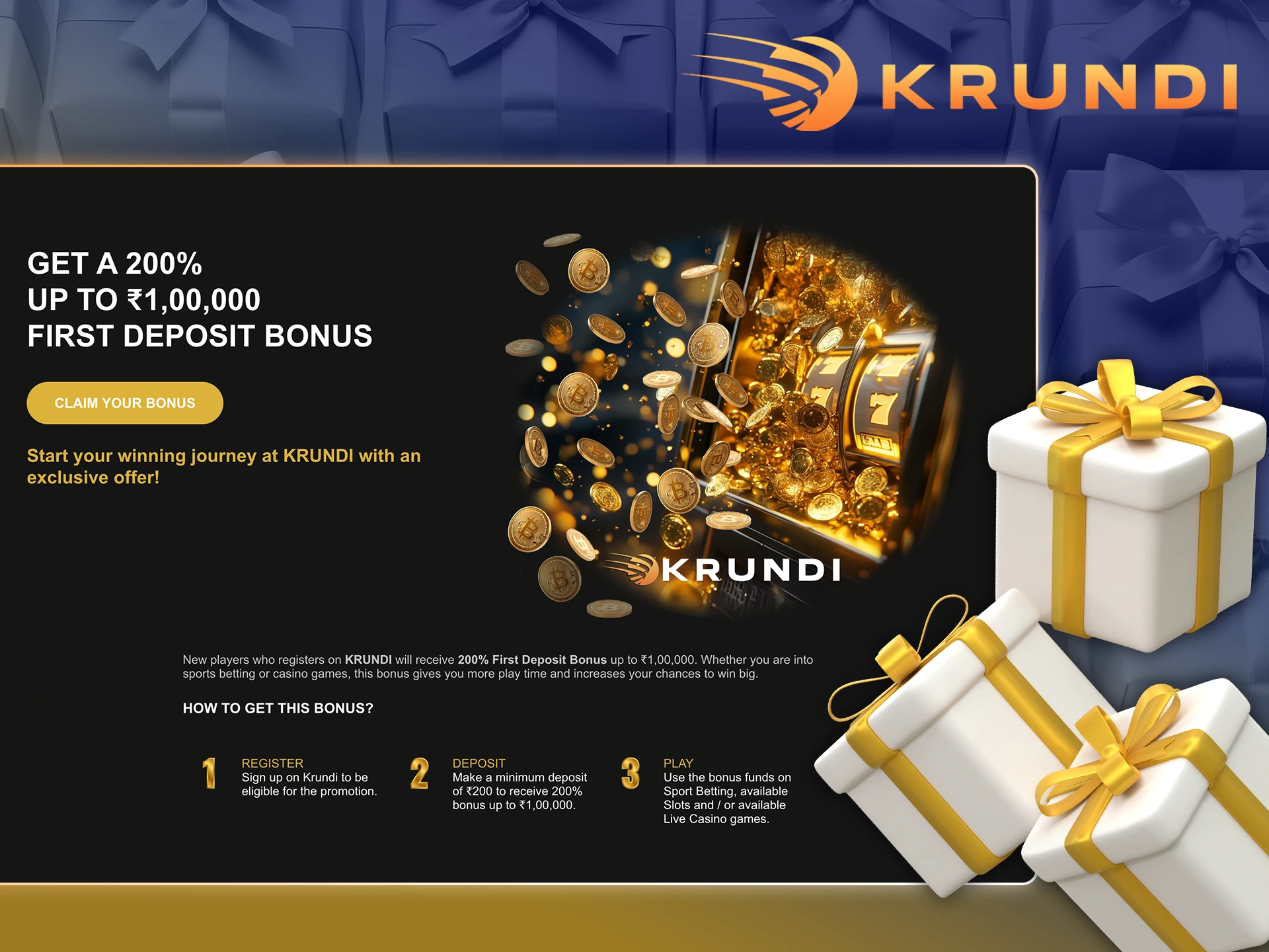 Fund your account and get a bonus from Krundi.