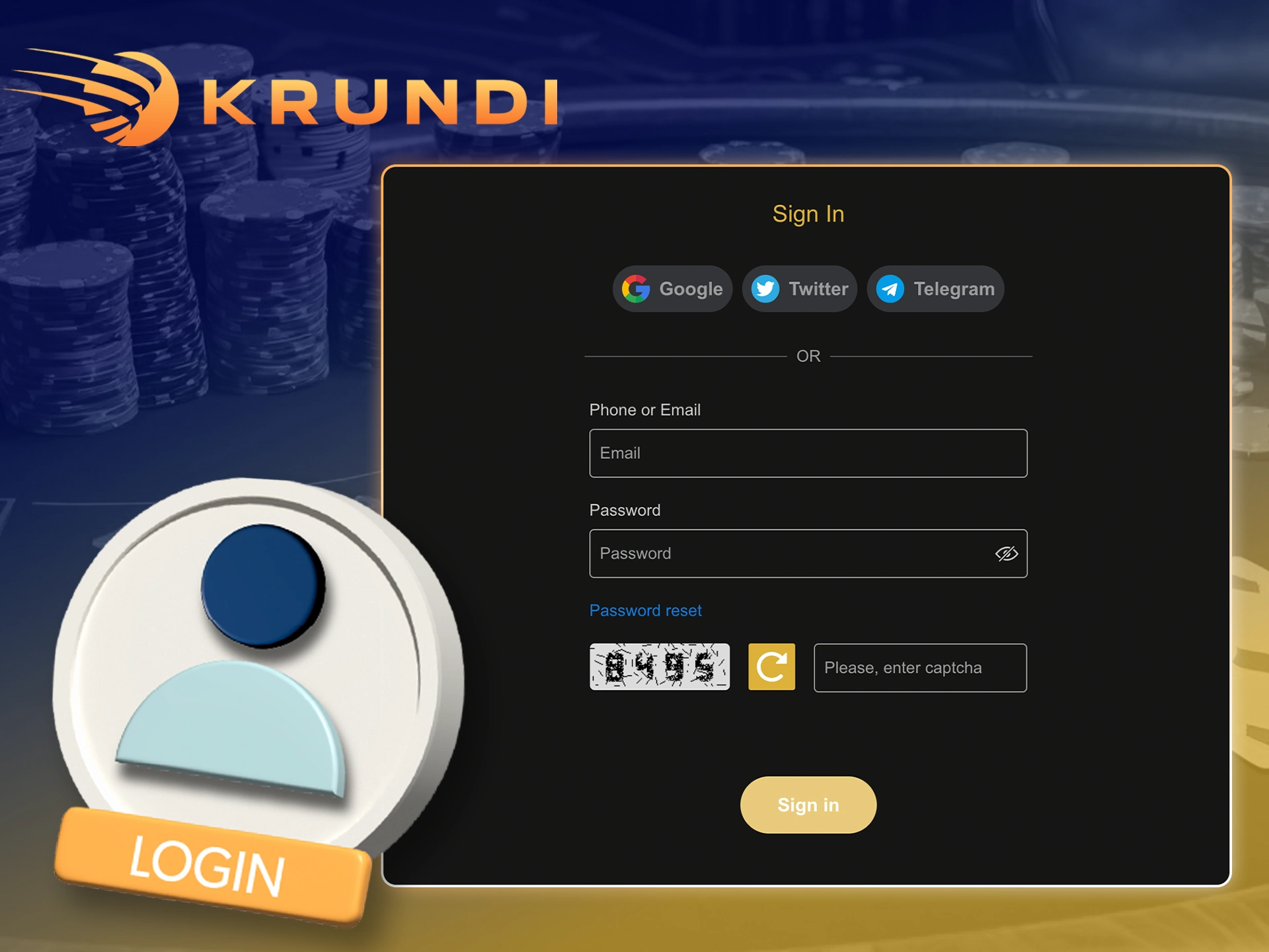 Use the details and log in to your Krundi account.