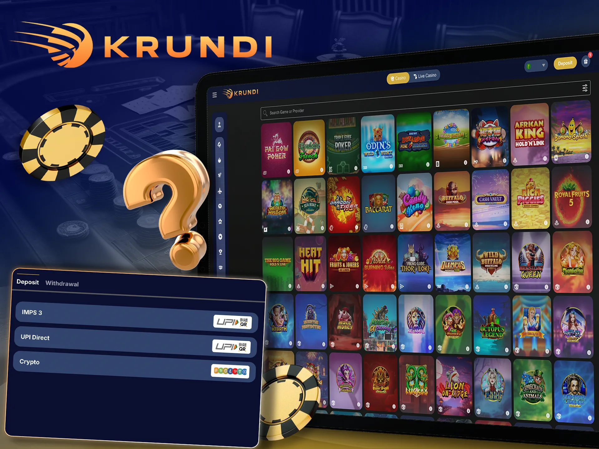 Bet on your favourite casino game with Krundi.