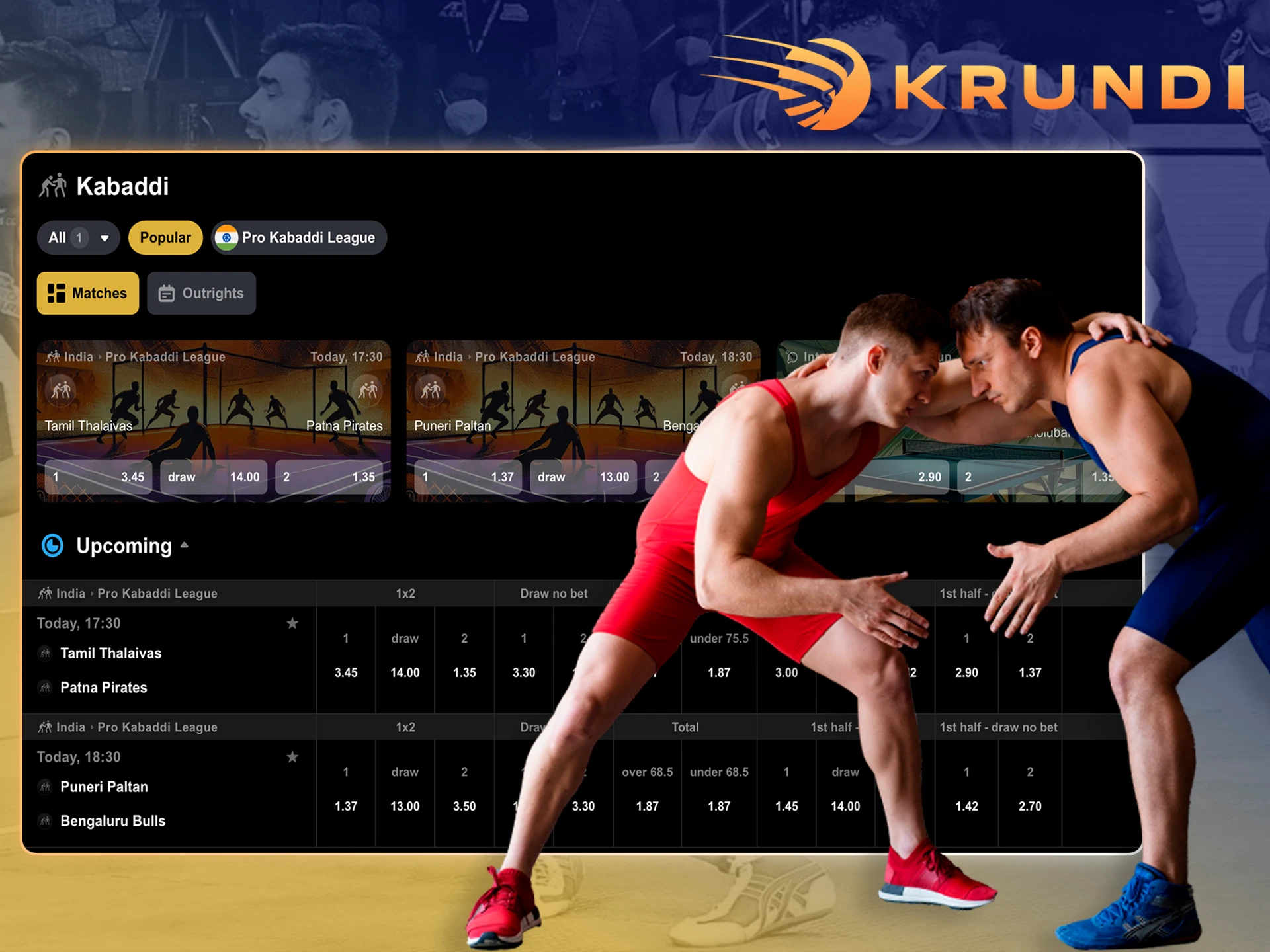 Bet on the favourite at Kabaddi and win with Krundi.