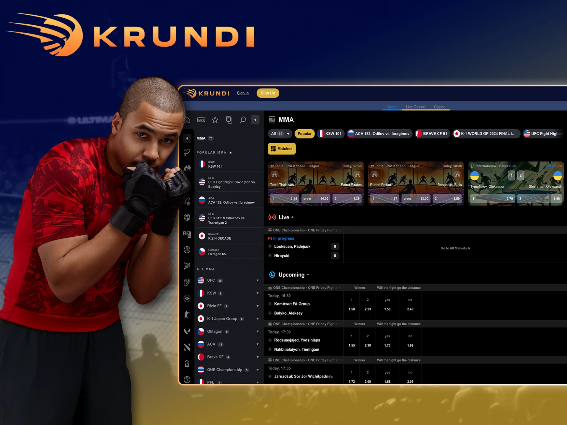 Win big on MMA betting at Krundi.