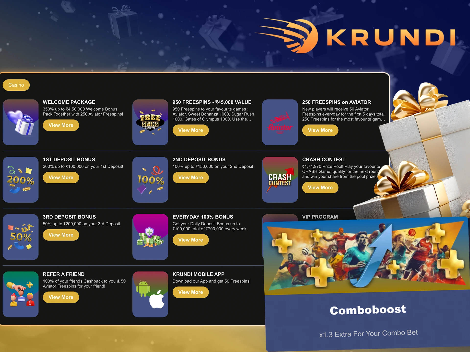 Explore the betting bonuses in the Sports Promos section on Krundi.