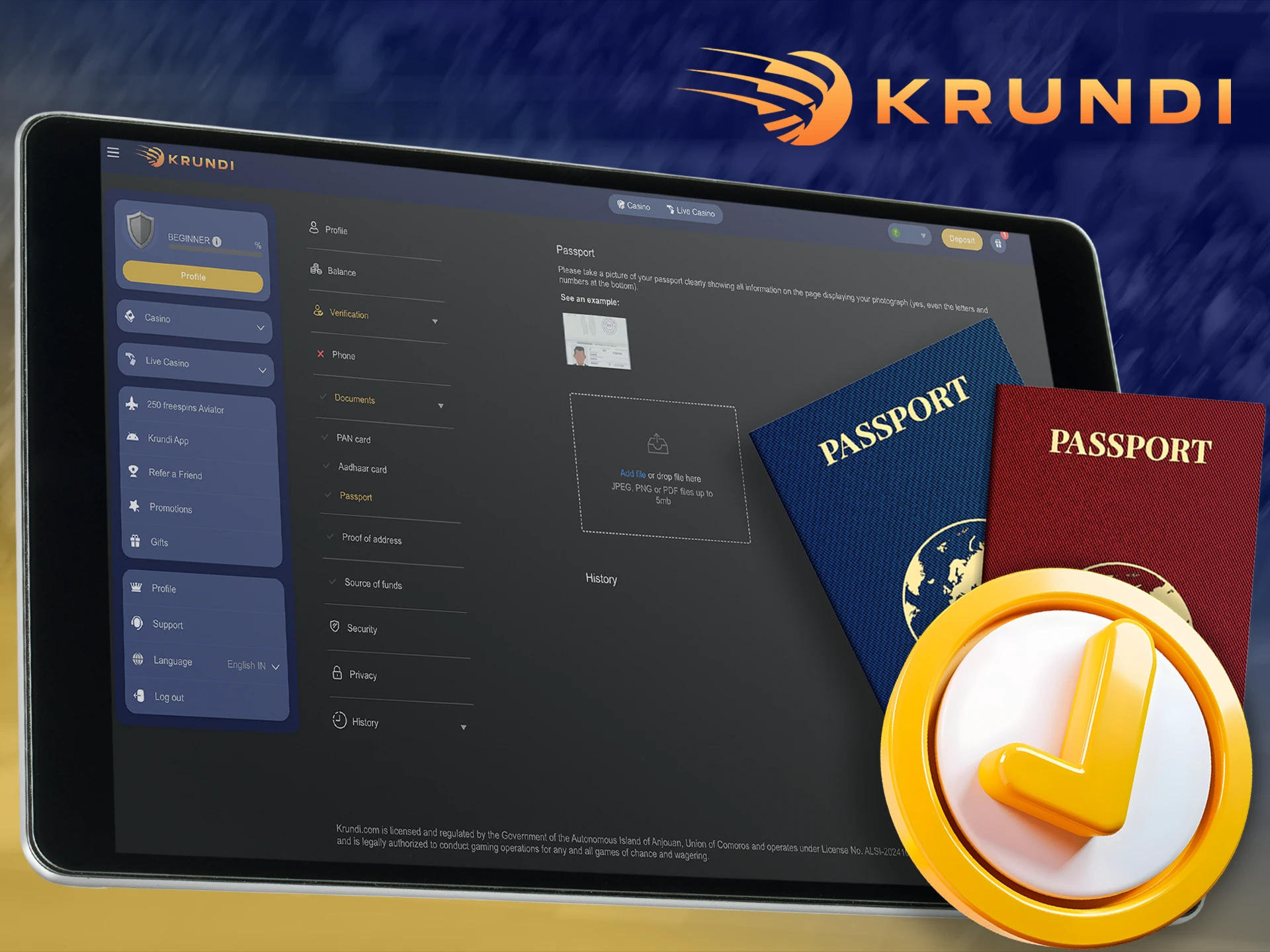 Verify your account to start a full game at Krundi.