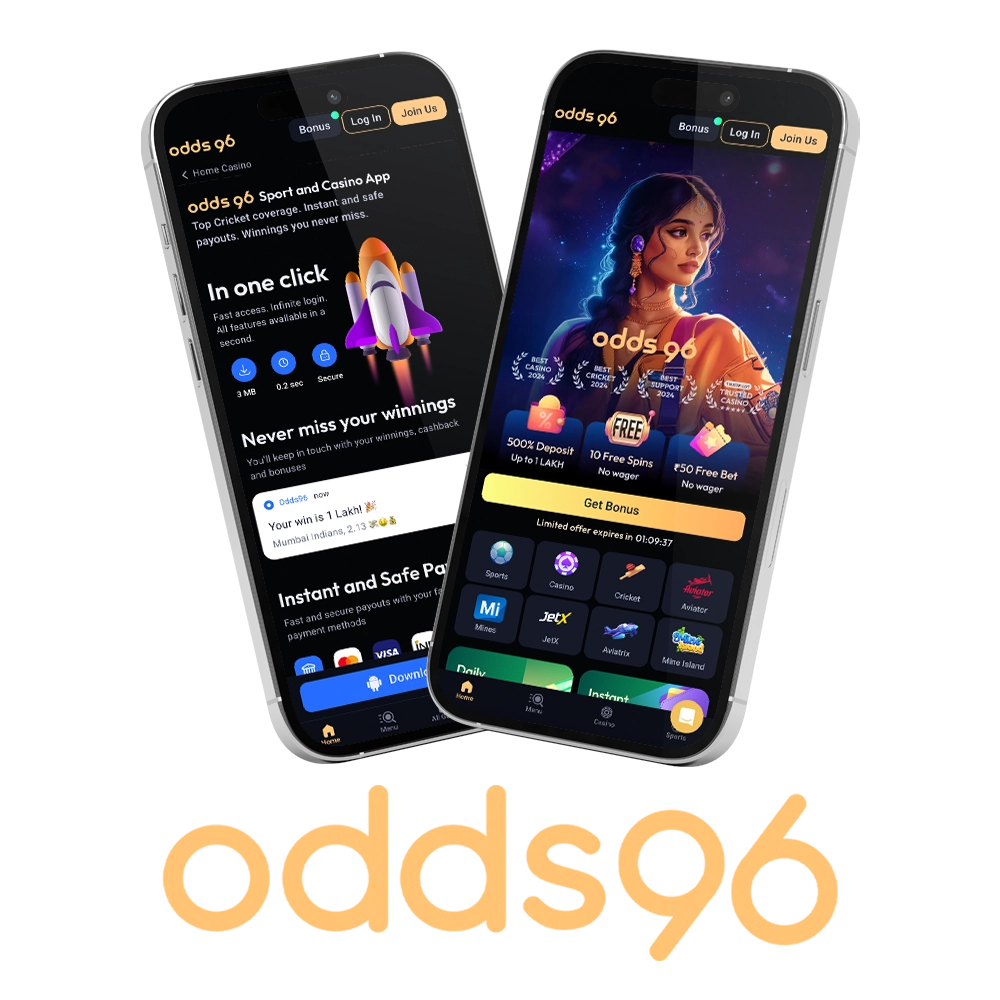 Install the Odds96 app on your smartphone for convenient betting.