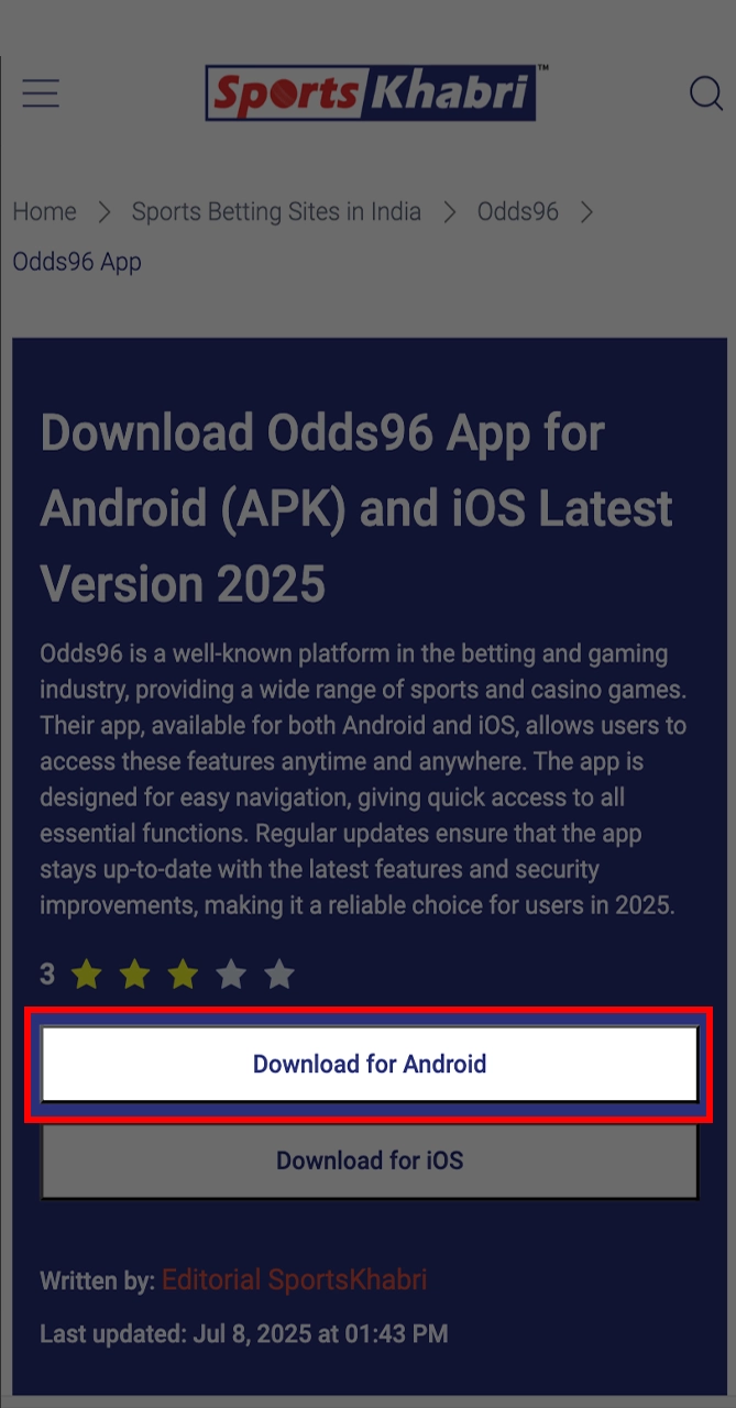 Start downloading Odds96 by clicking the button on this page.