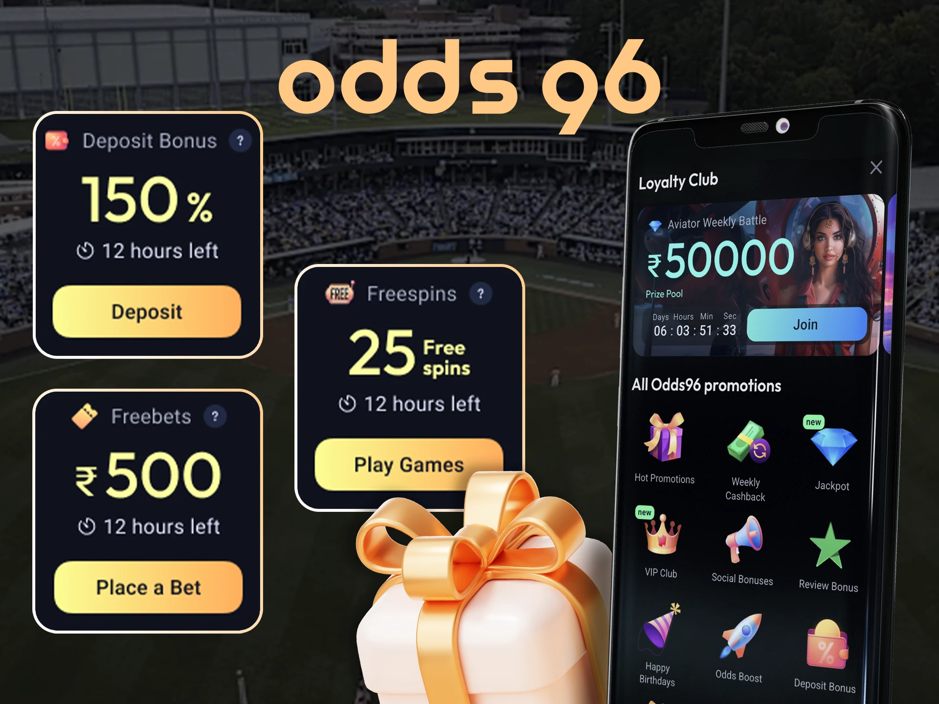 A welcome bonus is already waiting for you in the Odds96 app.