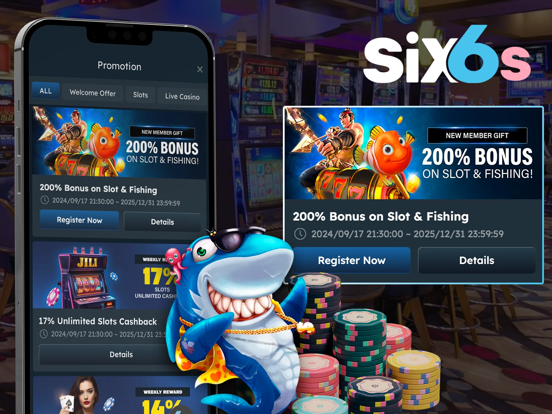 Use the bonus to place a winning bet on Six6s.