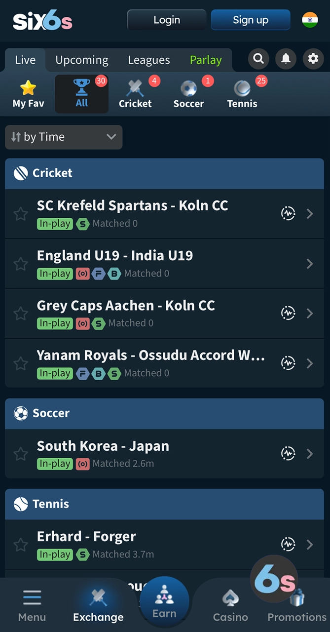 Bet on your favorite teams at Six6s.