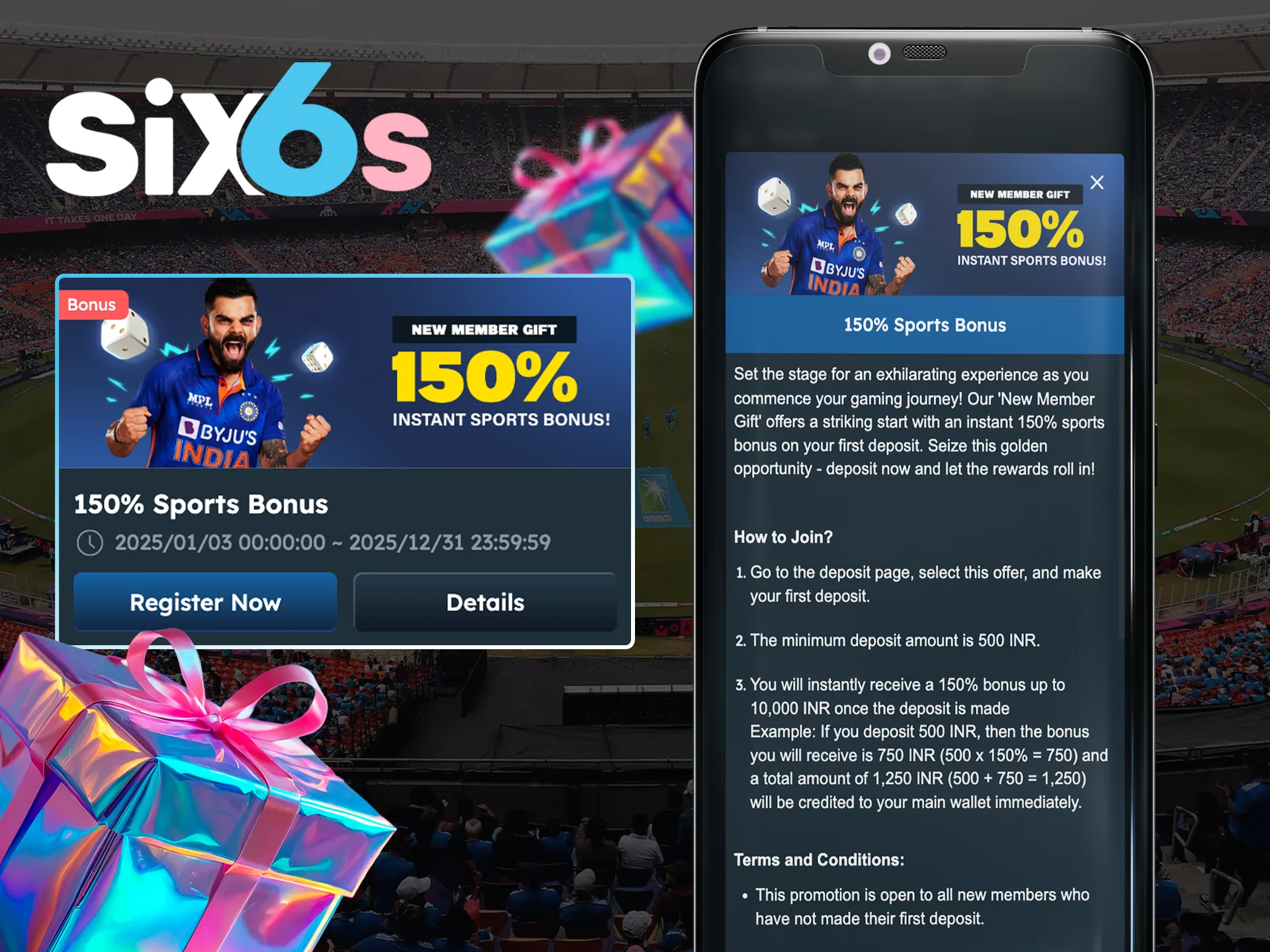 Win big by betting on sports with a bonus at Six6s.