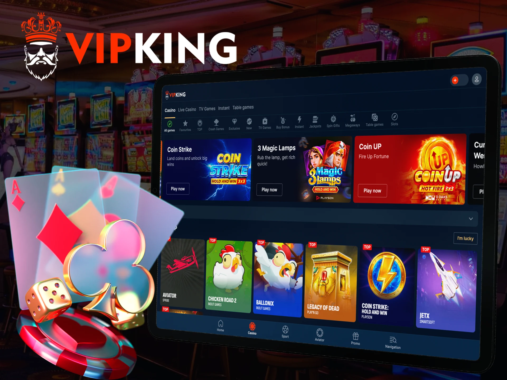 VipKing offers players a choice of betting options.