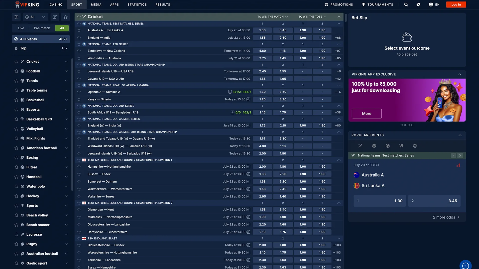 Get the best sports odds only at VipKing.