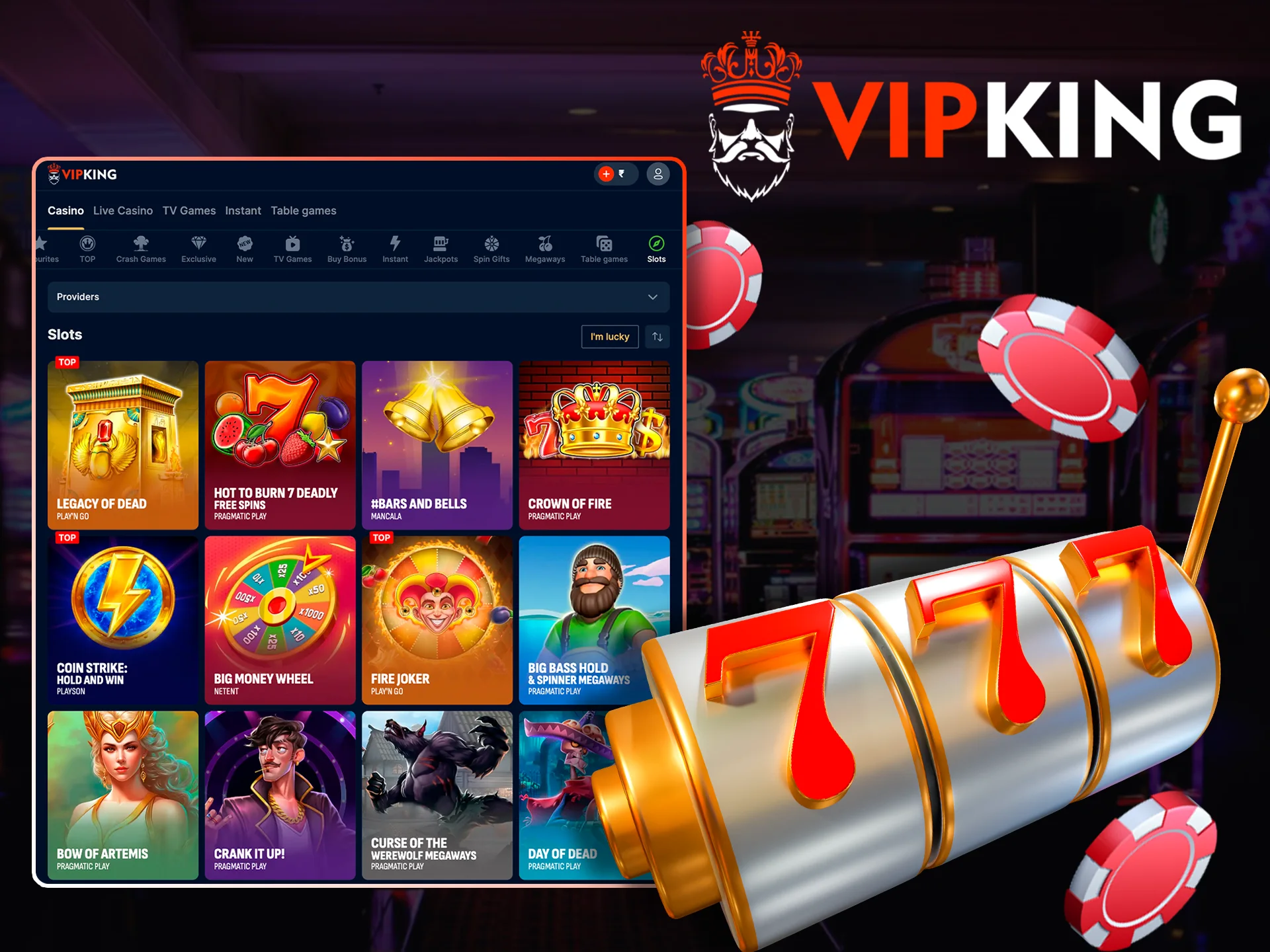 Try your luck at VipKing slots.