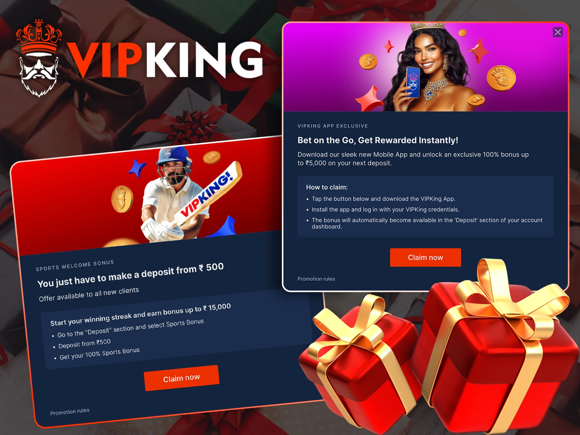 Welcome bonus awaits you for new victories in VipKing.