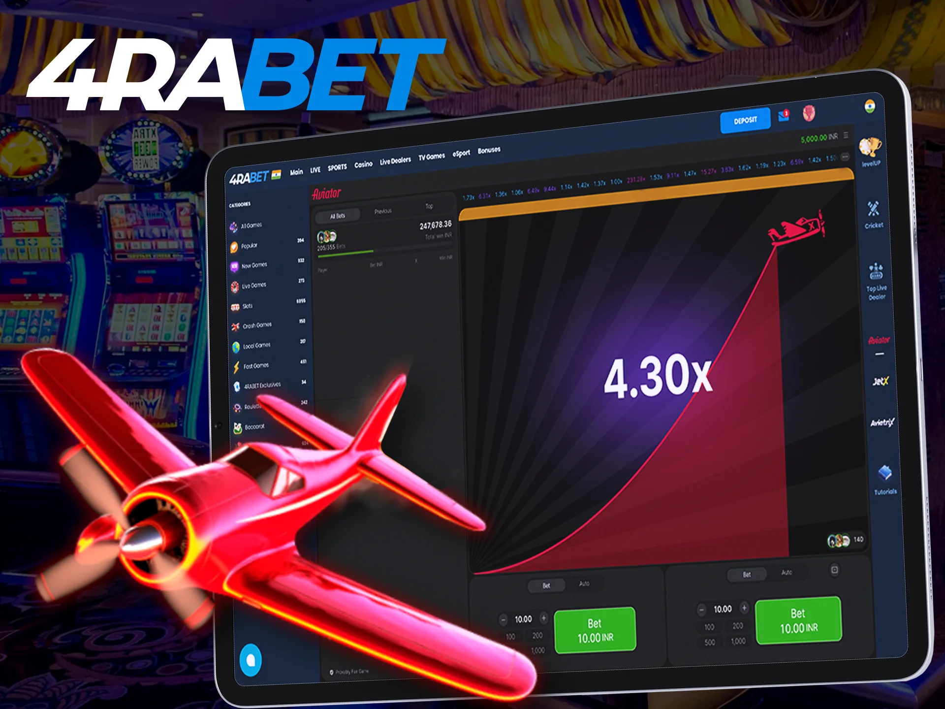 Take flight with the Aviator game on 4Rabet.