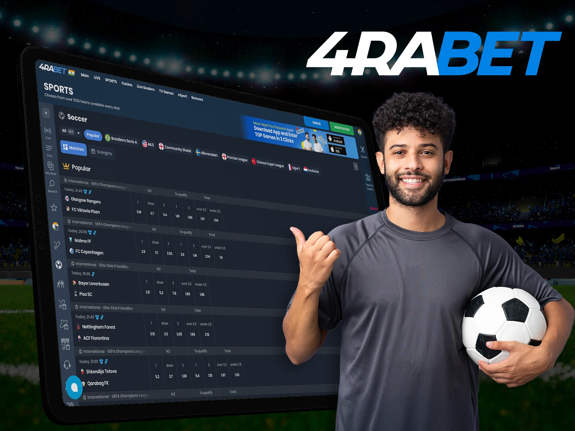 Check out the football betting section on the 4Rabet online platform, which offers a wide variety of matches.