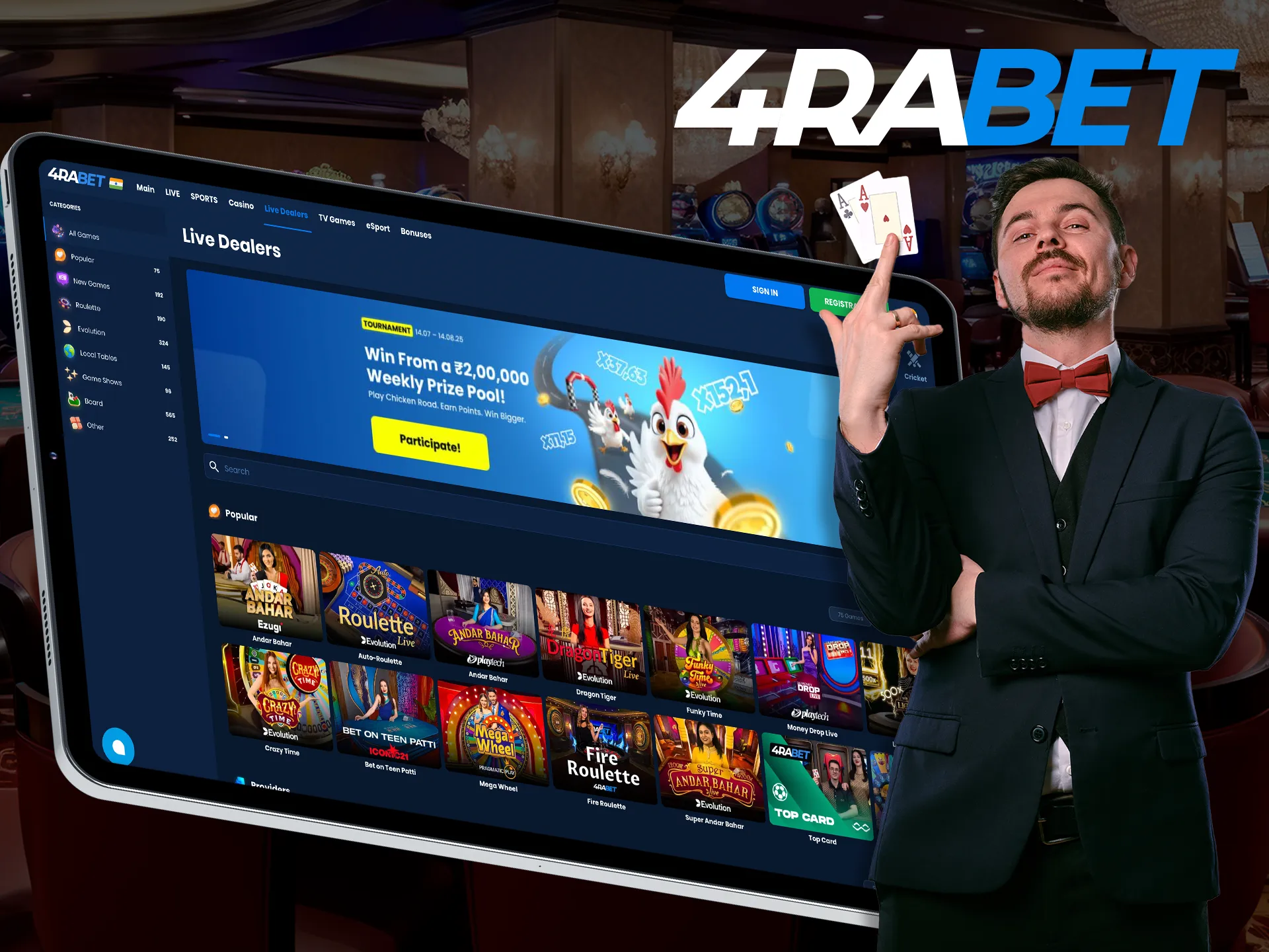 For fans of live dealer games, 4Rabet has something to offer too.
