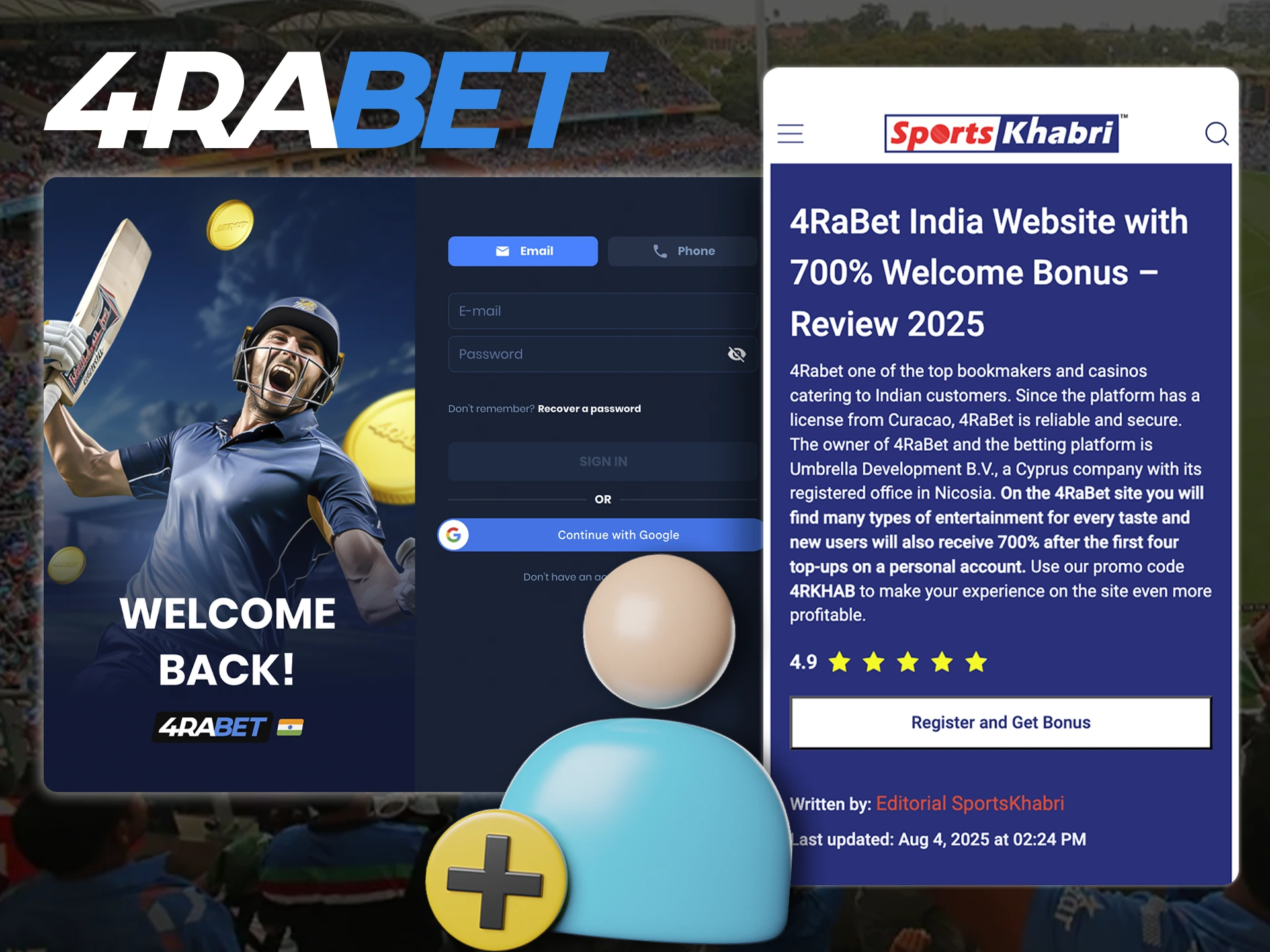 Use our link to go to the official 4RaBet website.