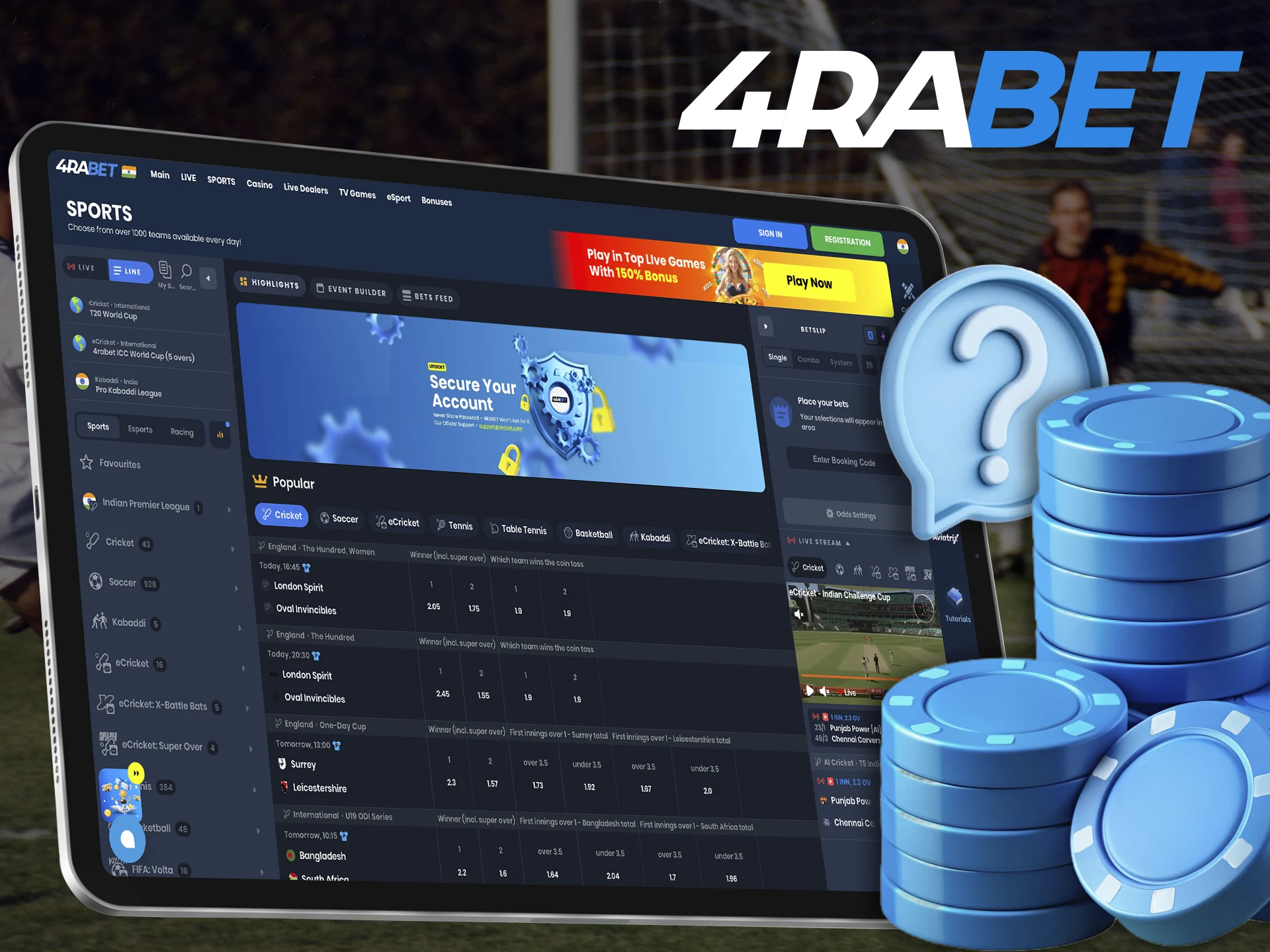 Follow a couple simple steps to start betting on 4Rabet.