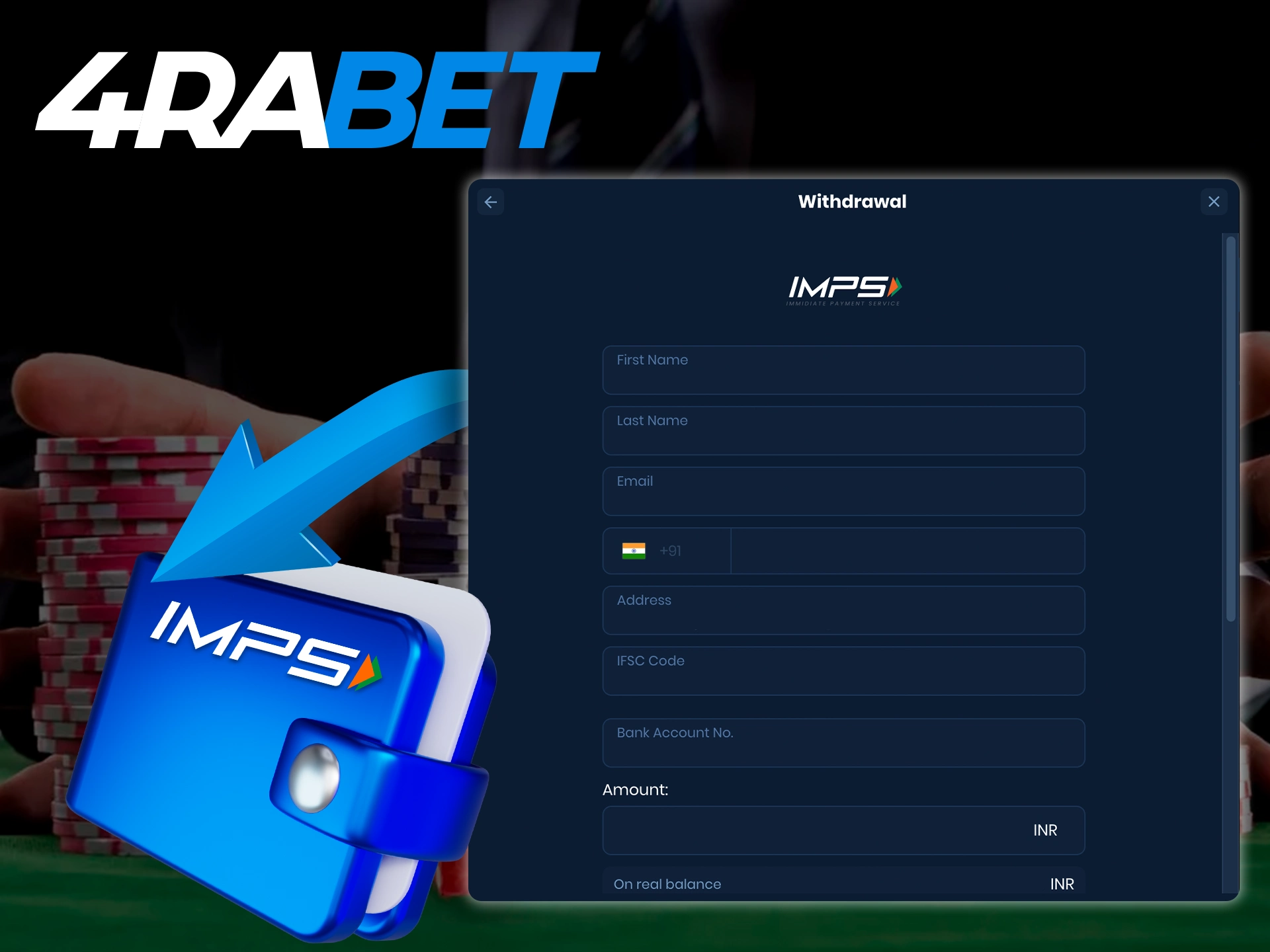 Find out how to withdraw funds from your gaming account on the 4Rabet site using payment systems available in India.