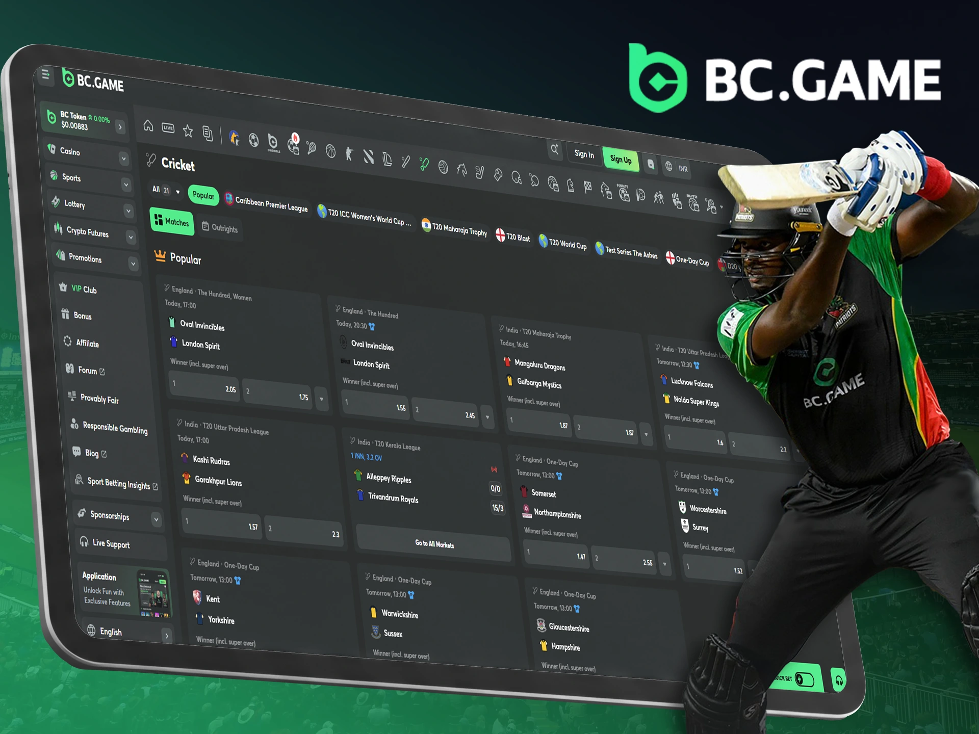 BC Games offers the best cricket tournaments and betting.