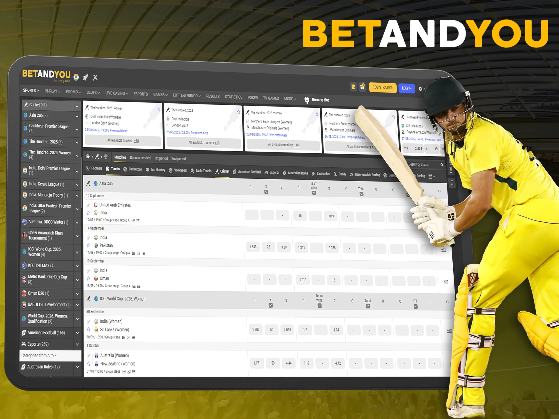 Bet on your favorite cricket teams at Betandyou.