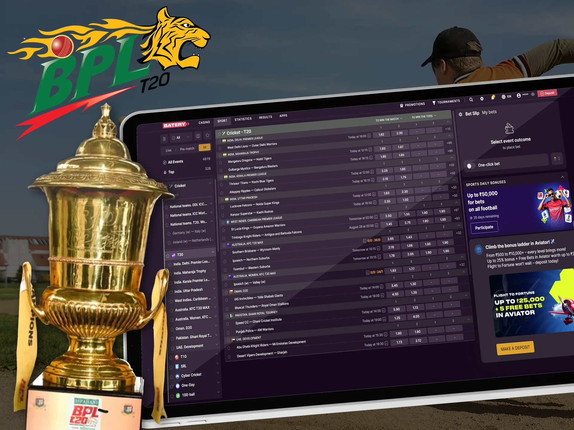 Get involved in BPL Cespional betting with our top bookmakers.