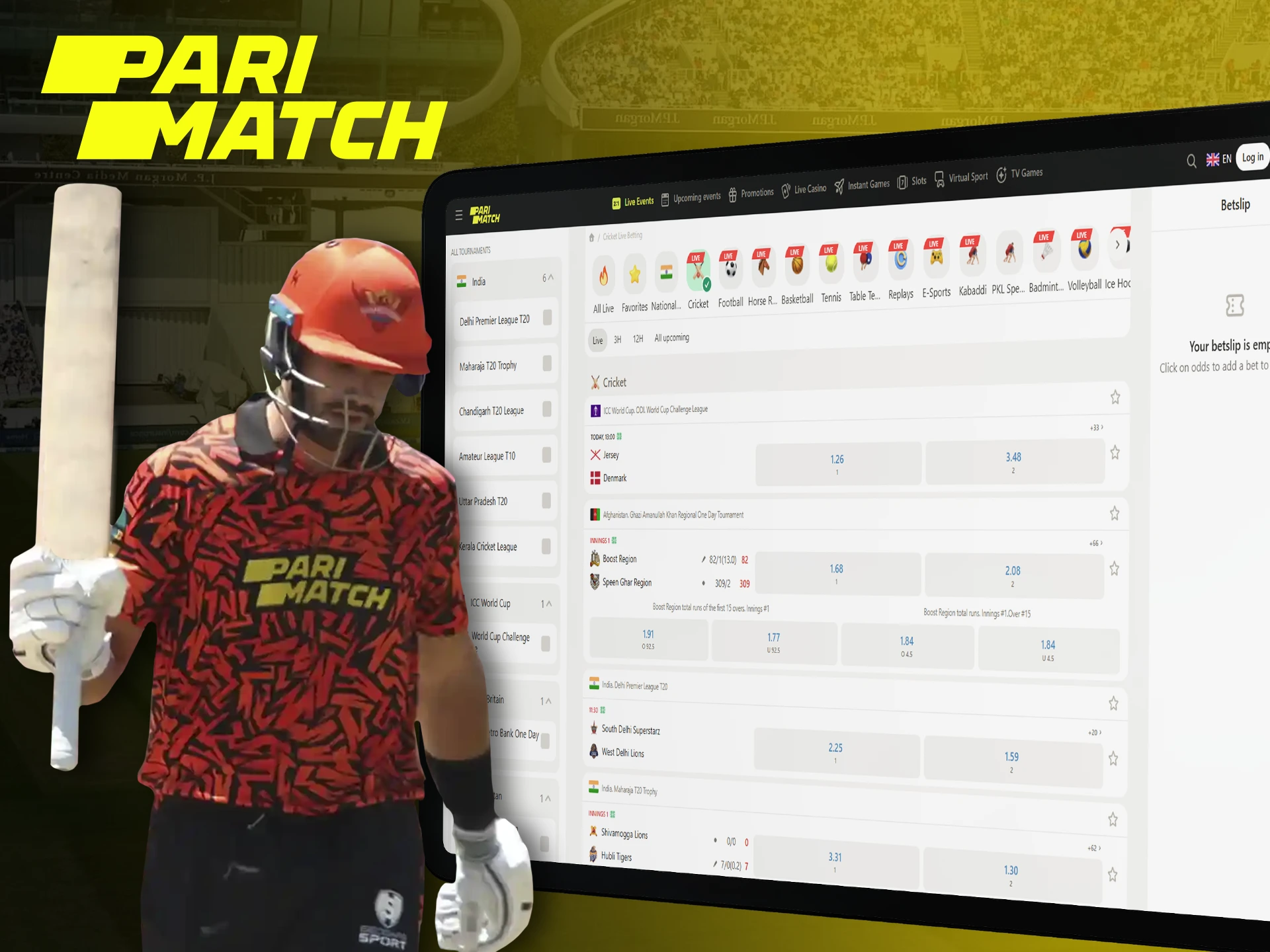 Luck awaits you in the cricket section of bookmaker Parimatch.