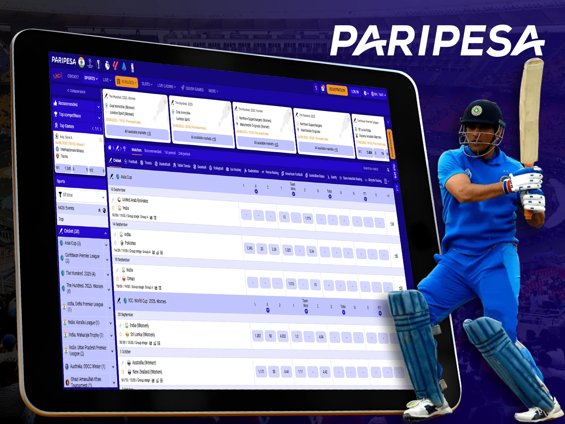 Paripesa is waiting for you for winning cricket bets.