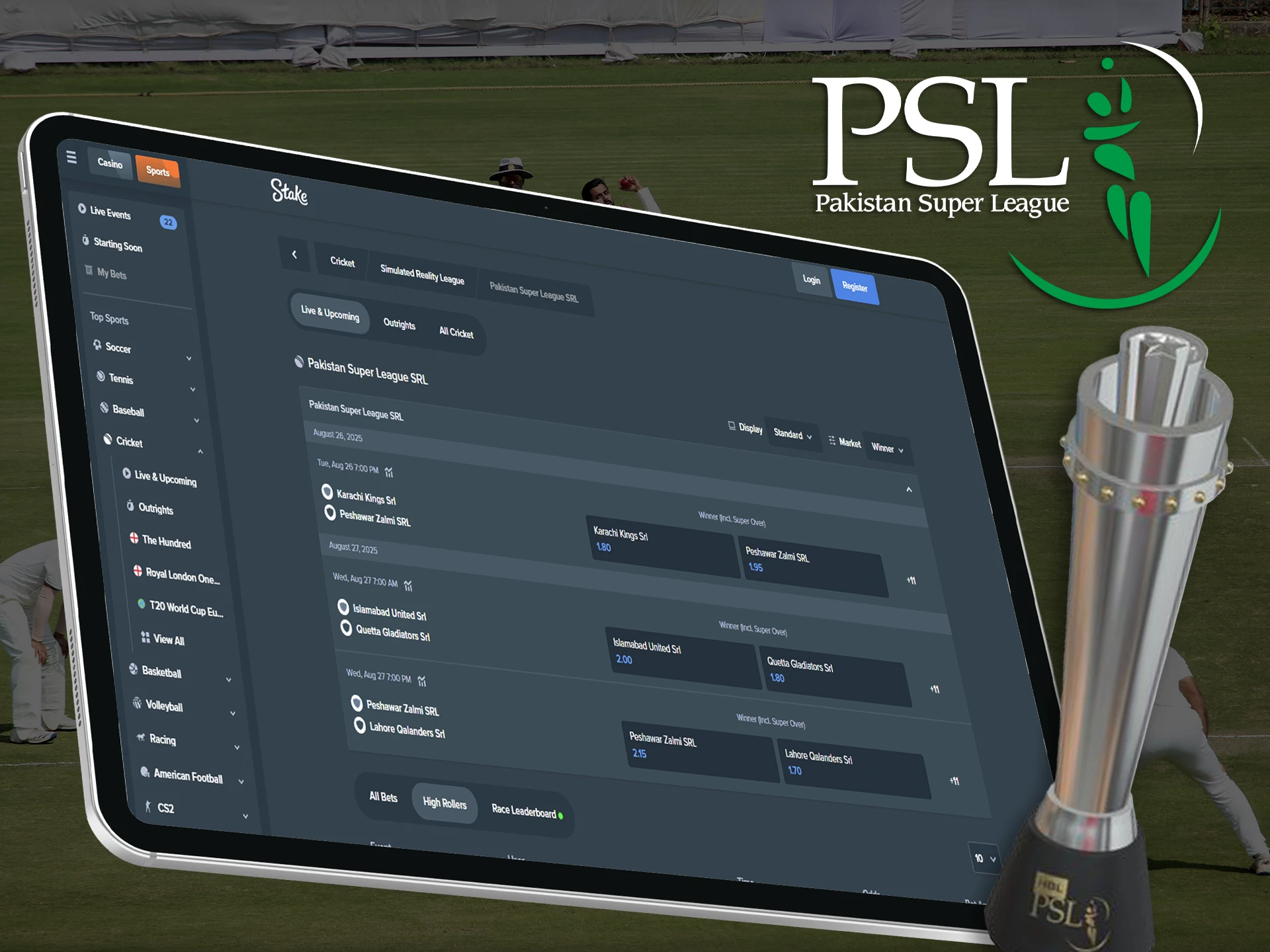 Bet on Pakistan cricket league with the best odds.