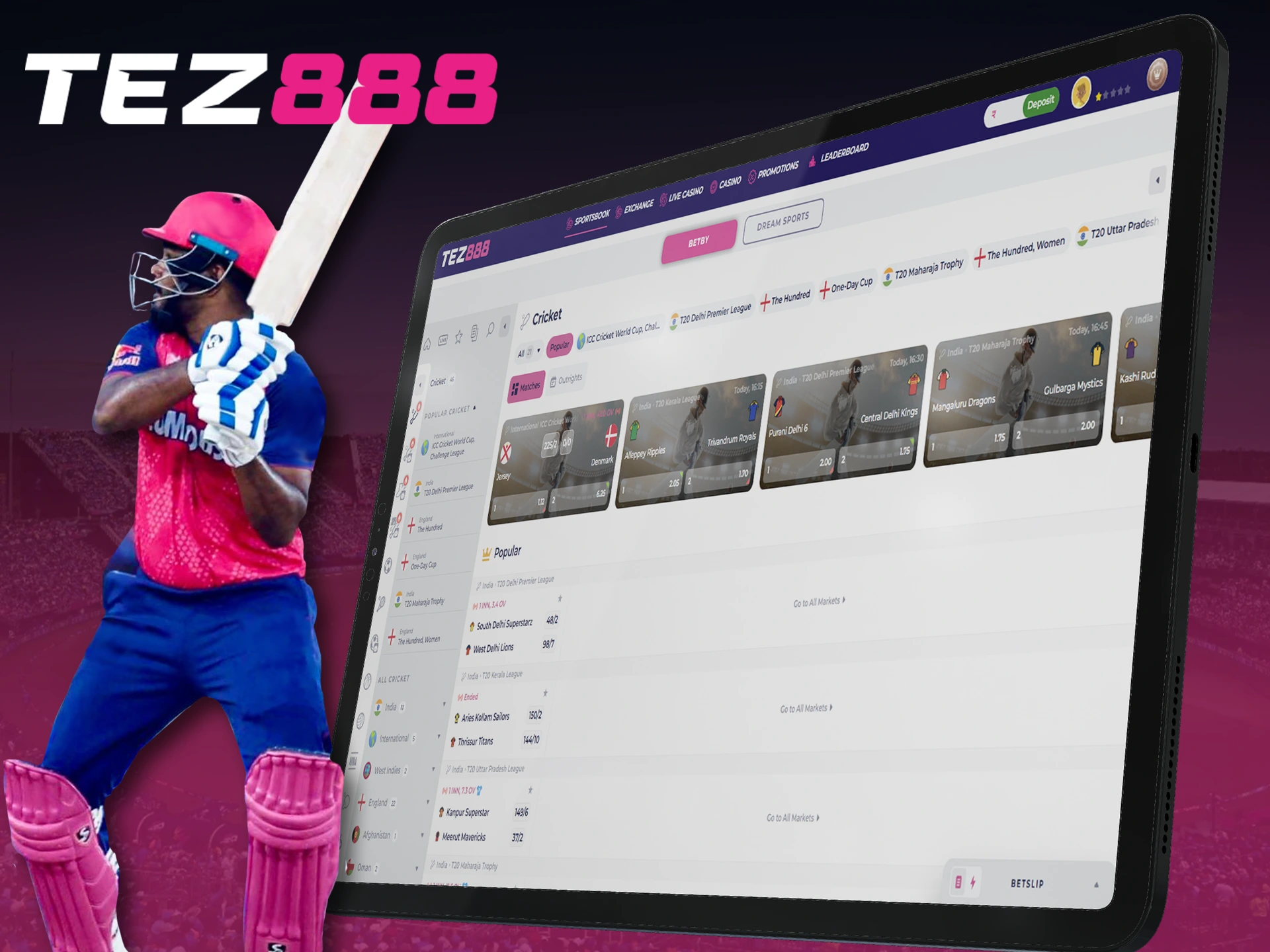 Start betting on cricket with one of the best bookmakers Tez888.