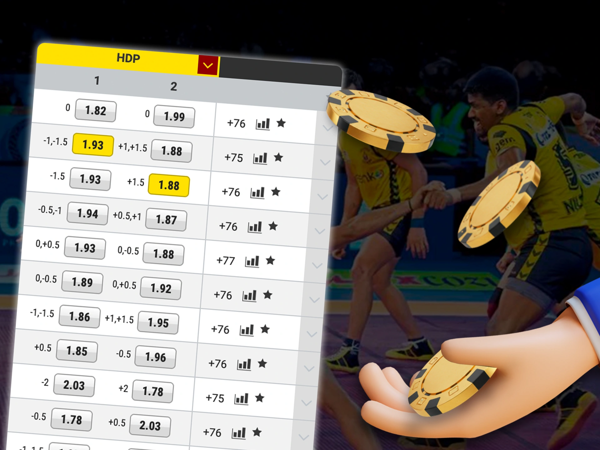 Try betting on Handicap in Kabaddi tournaments.