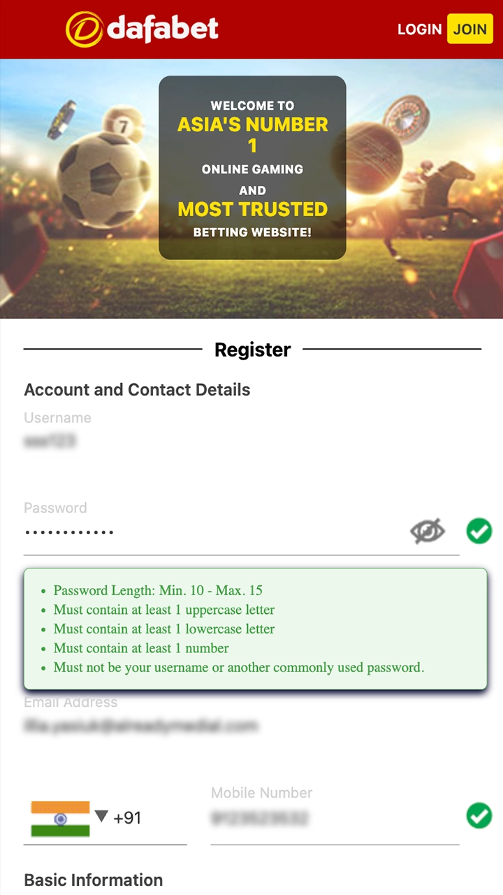 Create or log into a personal account to start betting.