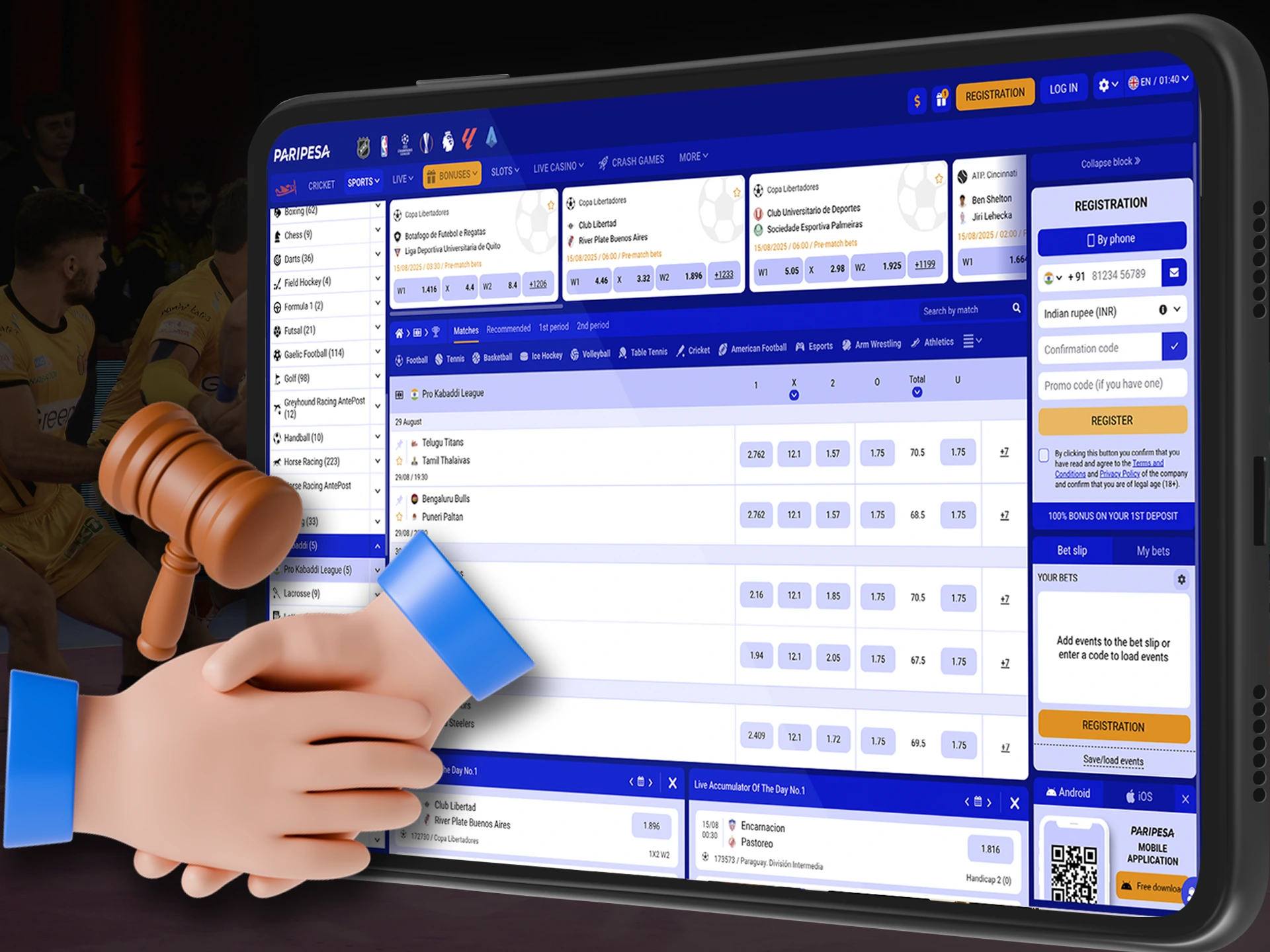 Please read and follow the main requirements for betting on Kabaddi.