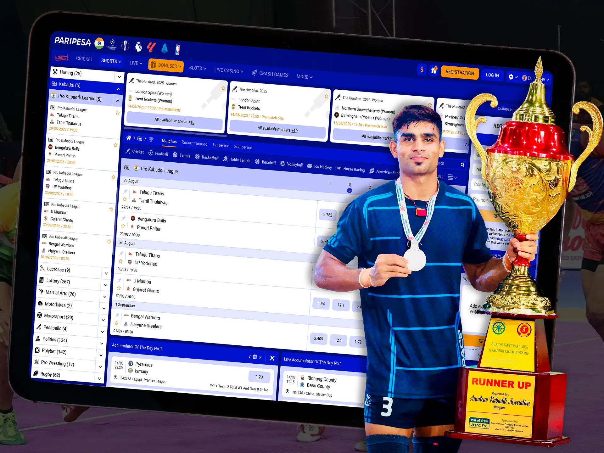 Get rich by betting on the Senior National Championship in Kabaddi.