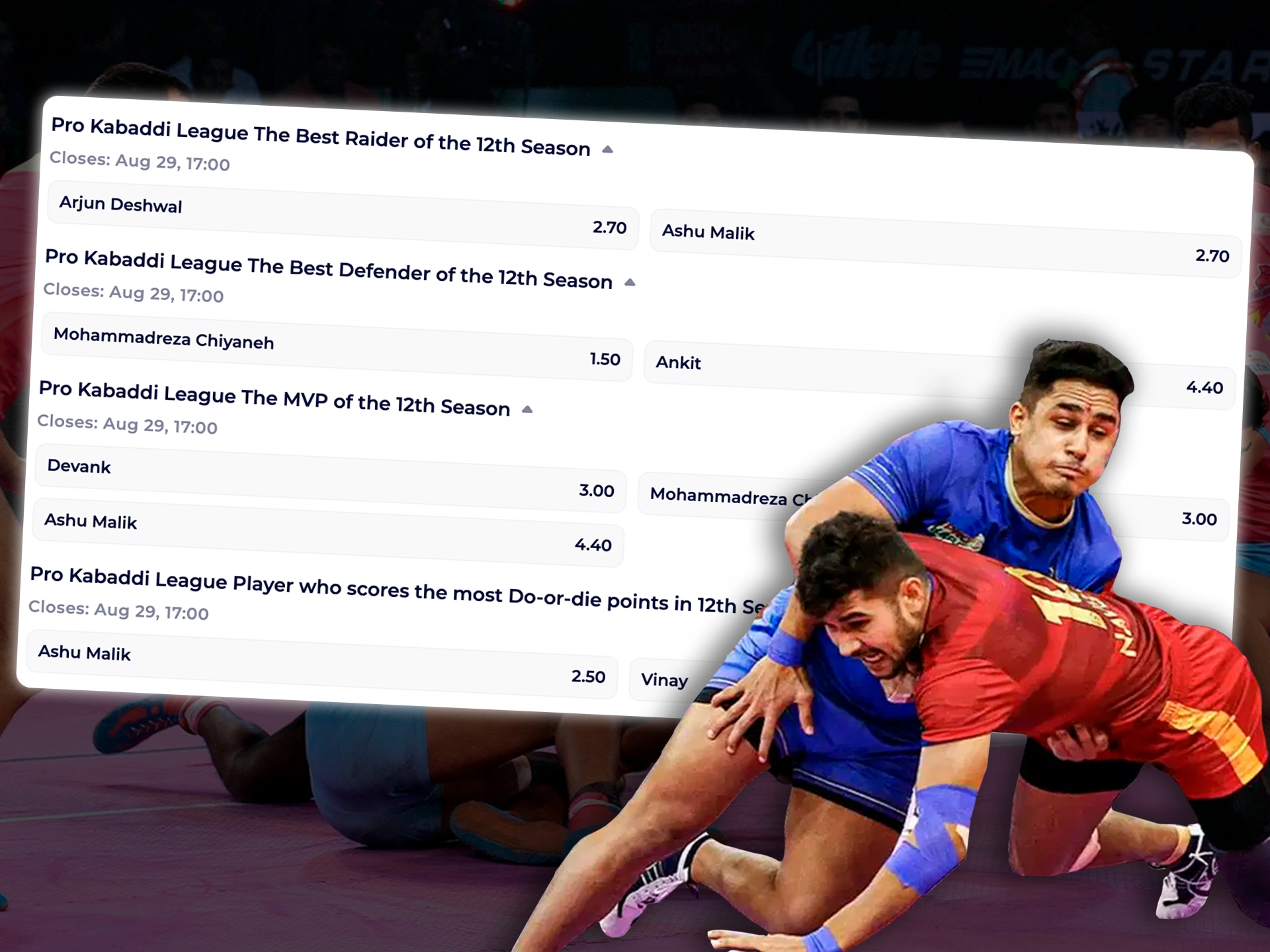 Choose your favorite in the upcoming matches and place your bet.