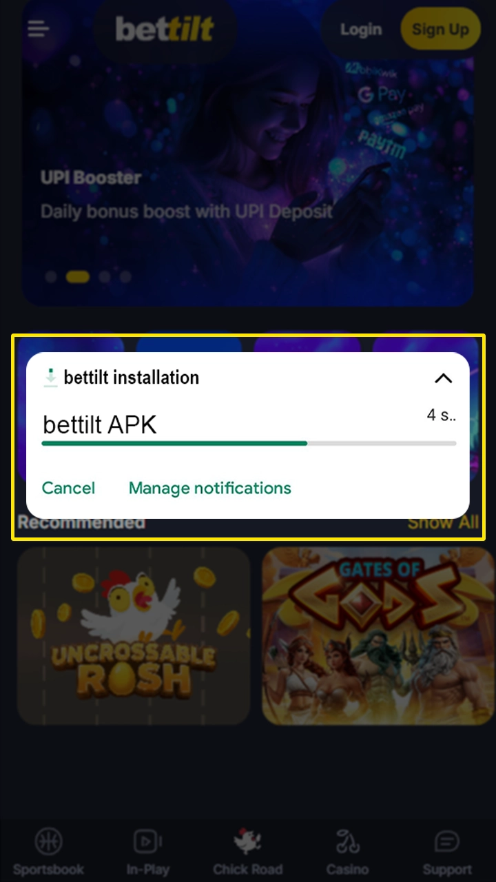Wait for Bettilt to install on your smartphone.
