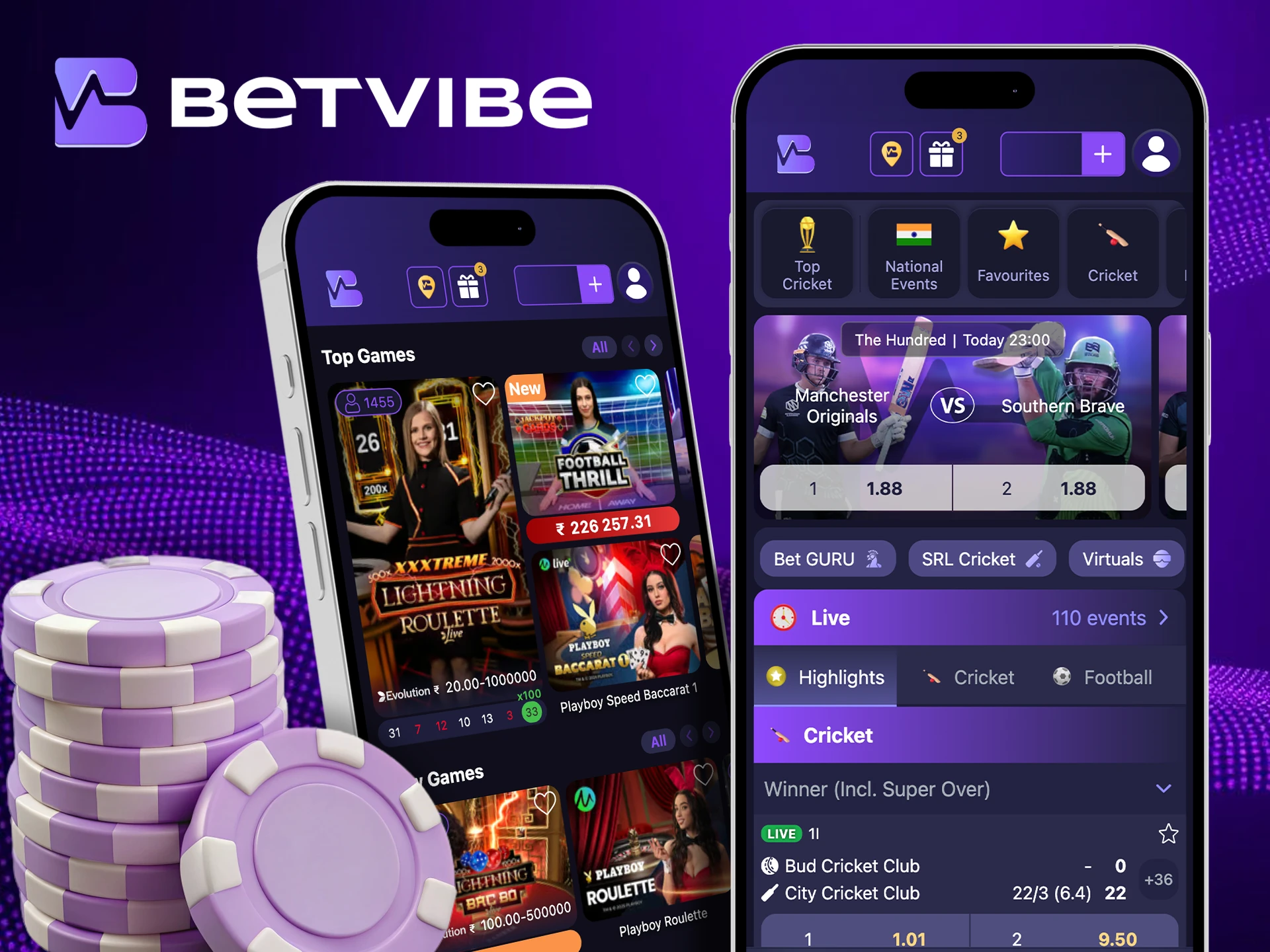 Take advantage of the sports and casino betting options available at BetVibe.