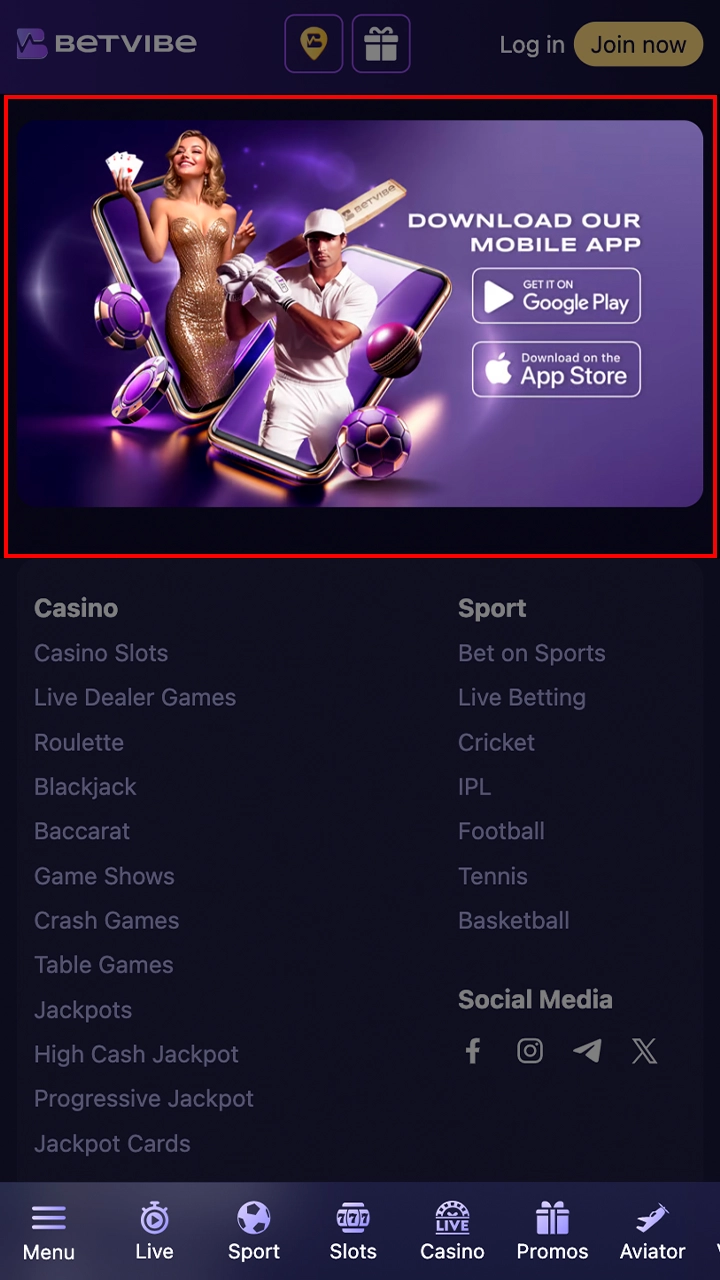 Go to the BetVibe website and start downloading the app.