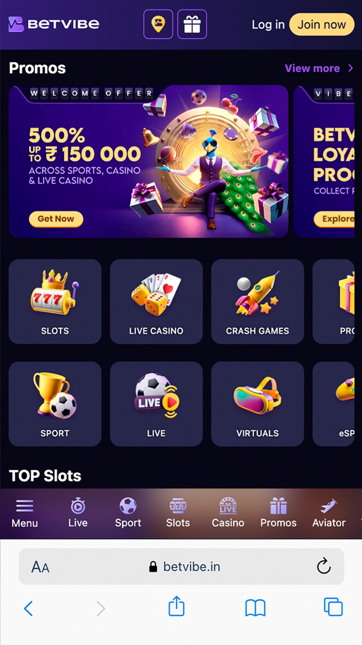 Go to your Safari browser and search for BetVibe.