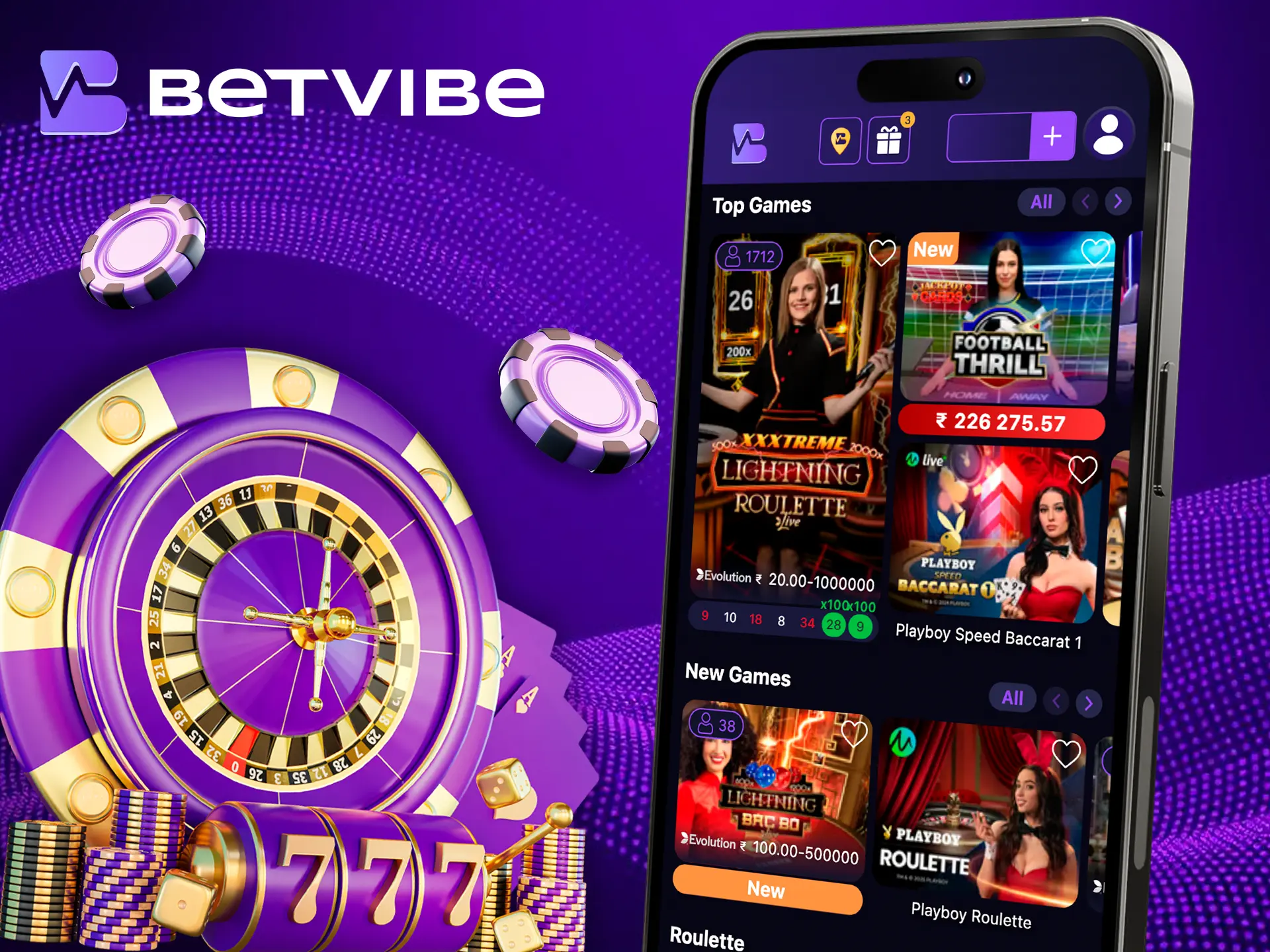 Take your pick in casino betting with the BetVibe app.