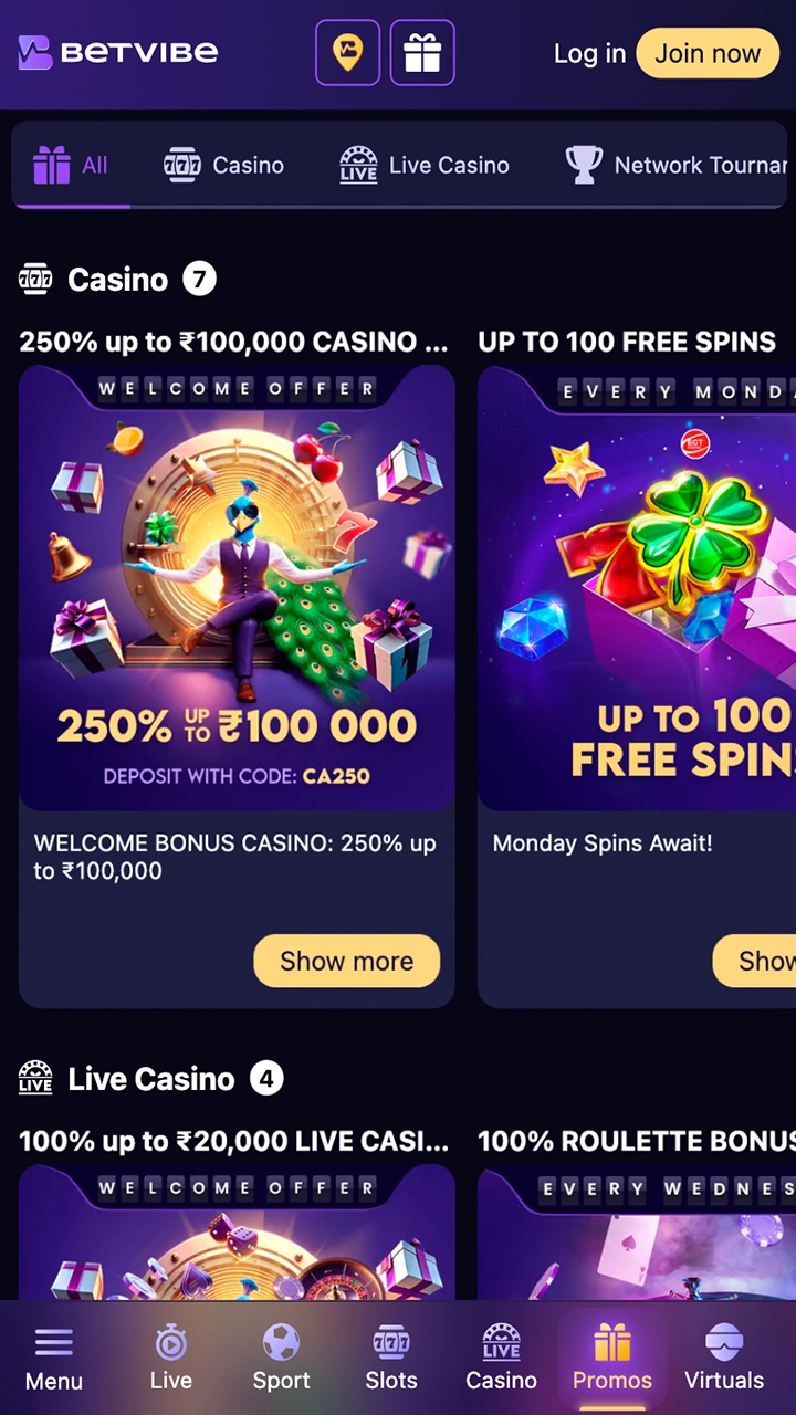 Check out the bonuses offered at BetVibe.