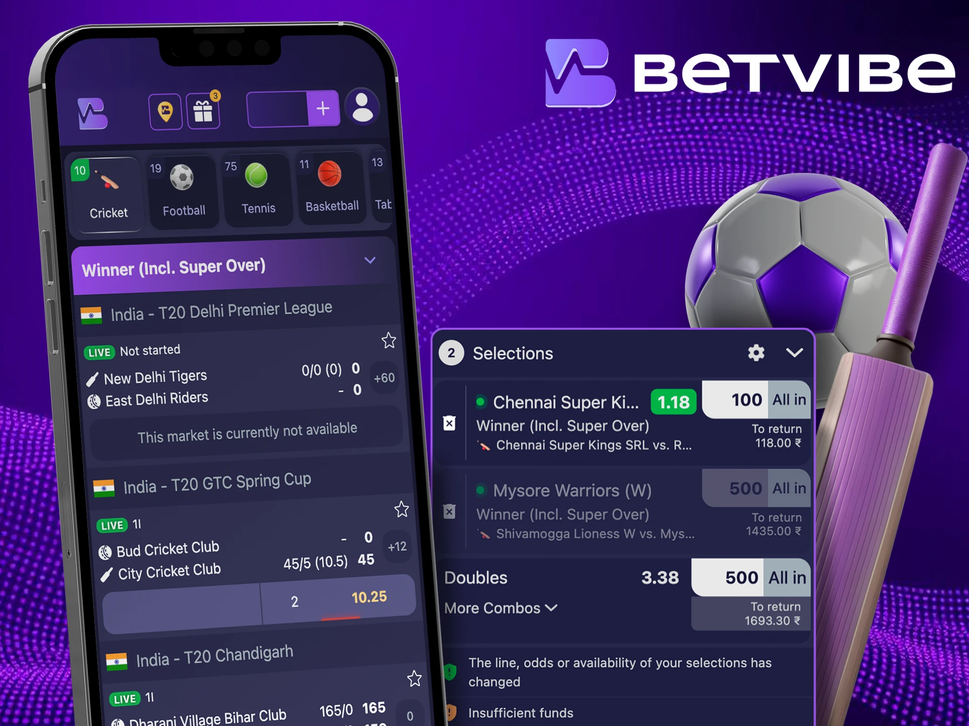 Place bets on your favorites to win or score with BetVibe.
