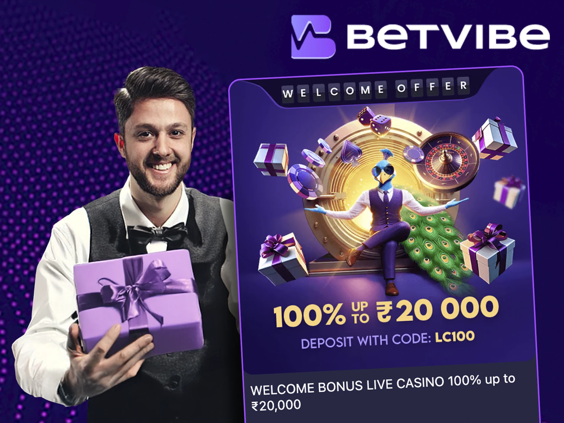 Enjoy live casino betting with a bonus from BetVibe.