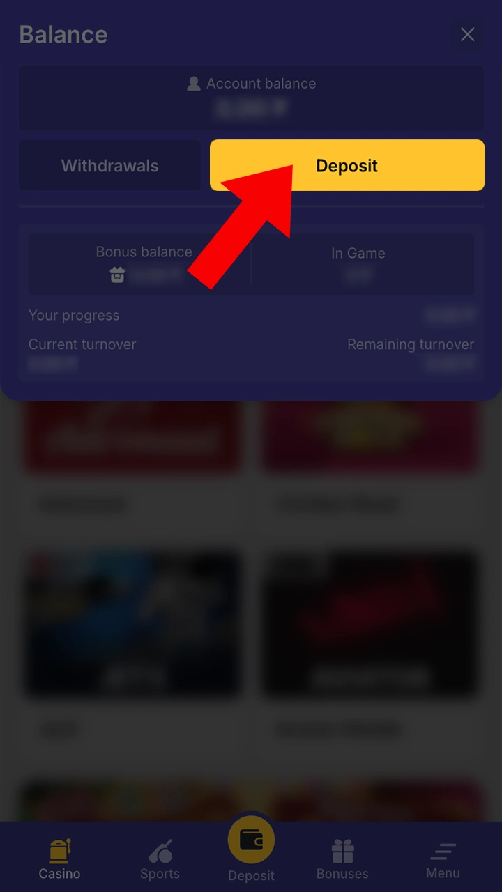 Proceed to the deposit in your Bilbet account.