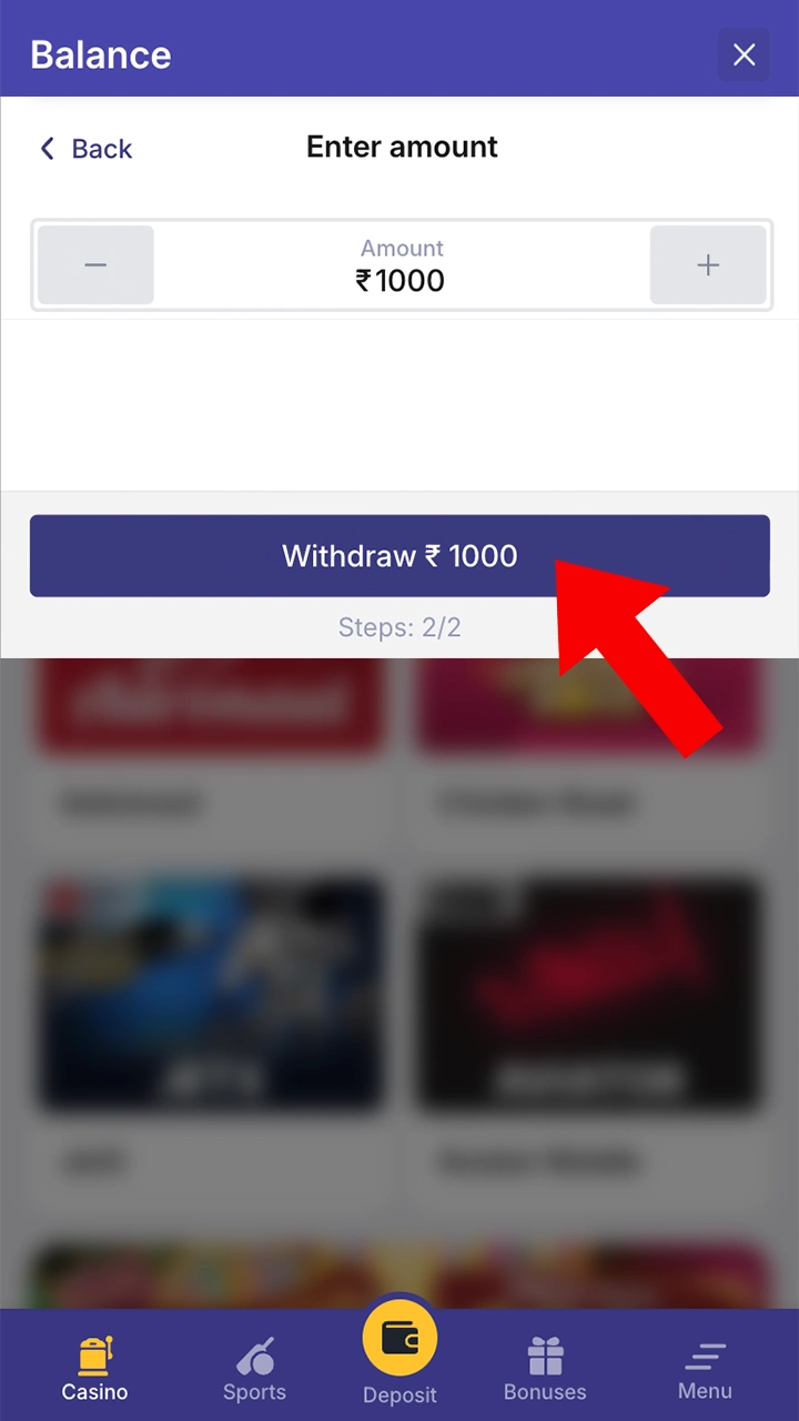 Confirm the withdrawal of funds to your personal account from Bilbet.