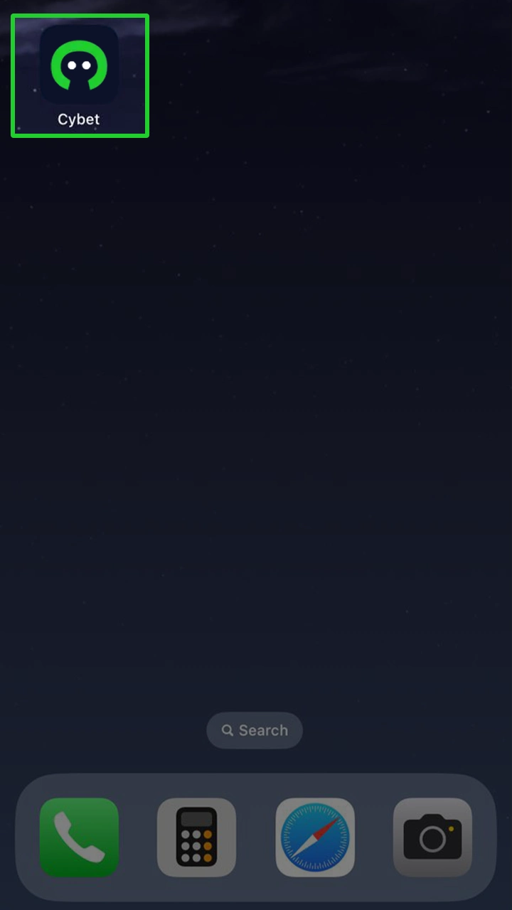 Try the Cybet app located on your smartphone's home screen.