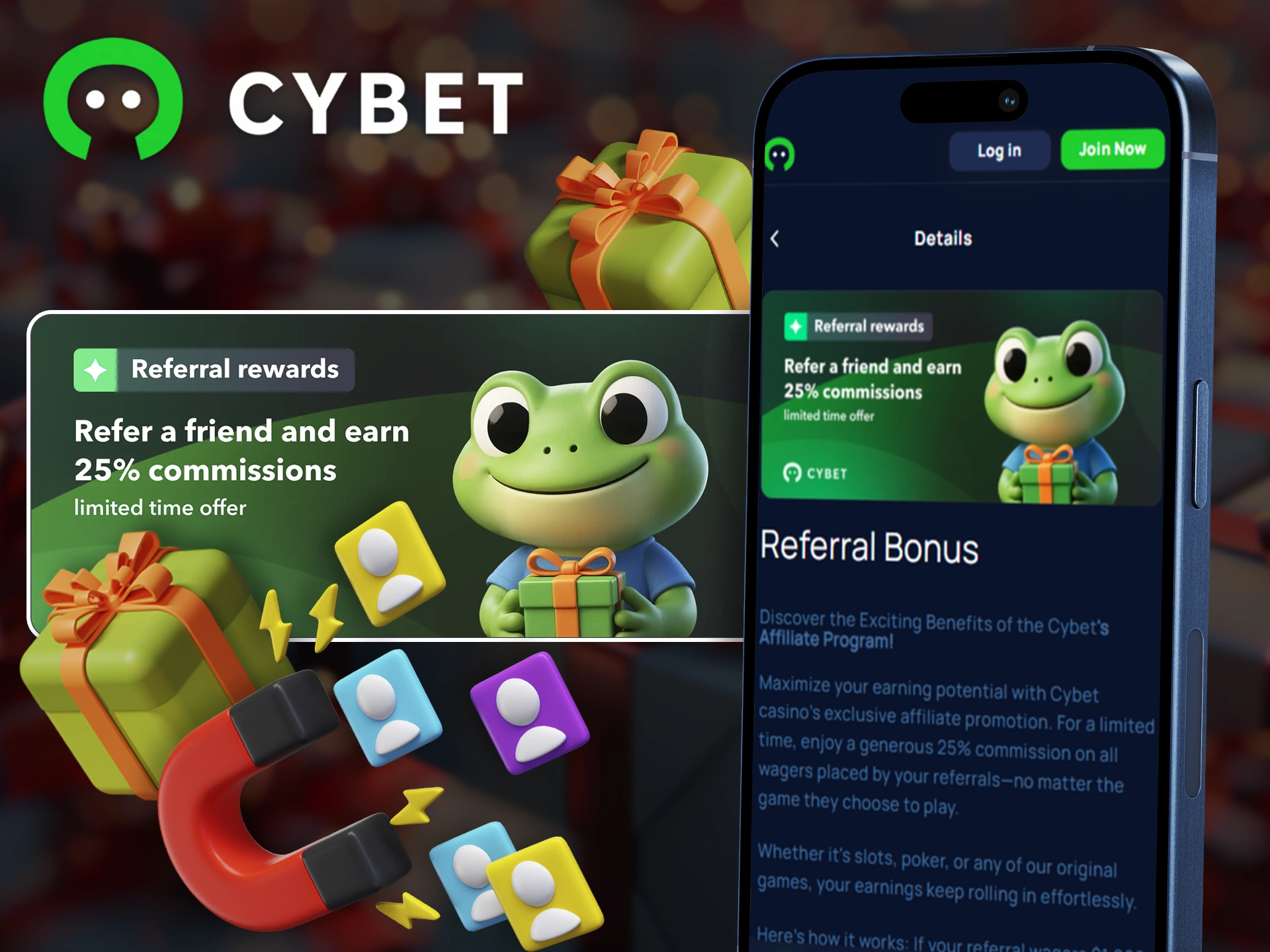 Earn money with Cybet by referring friends.